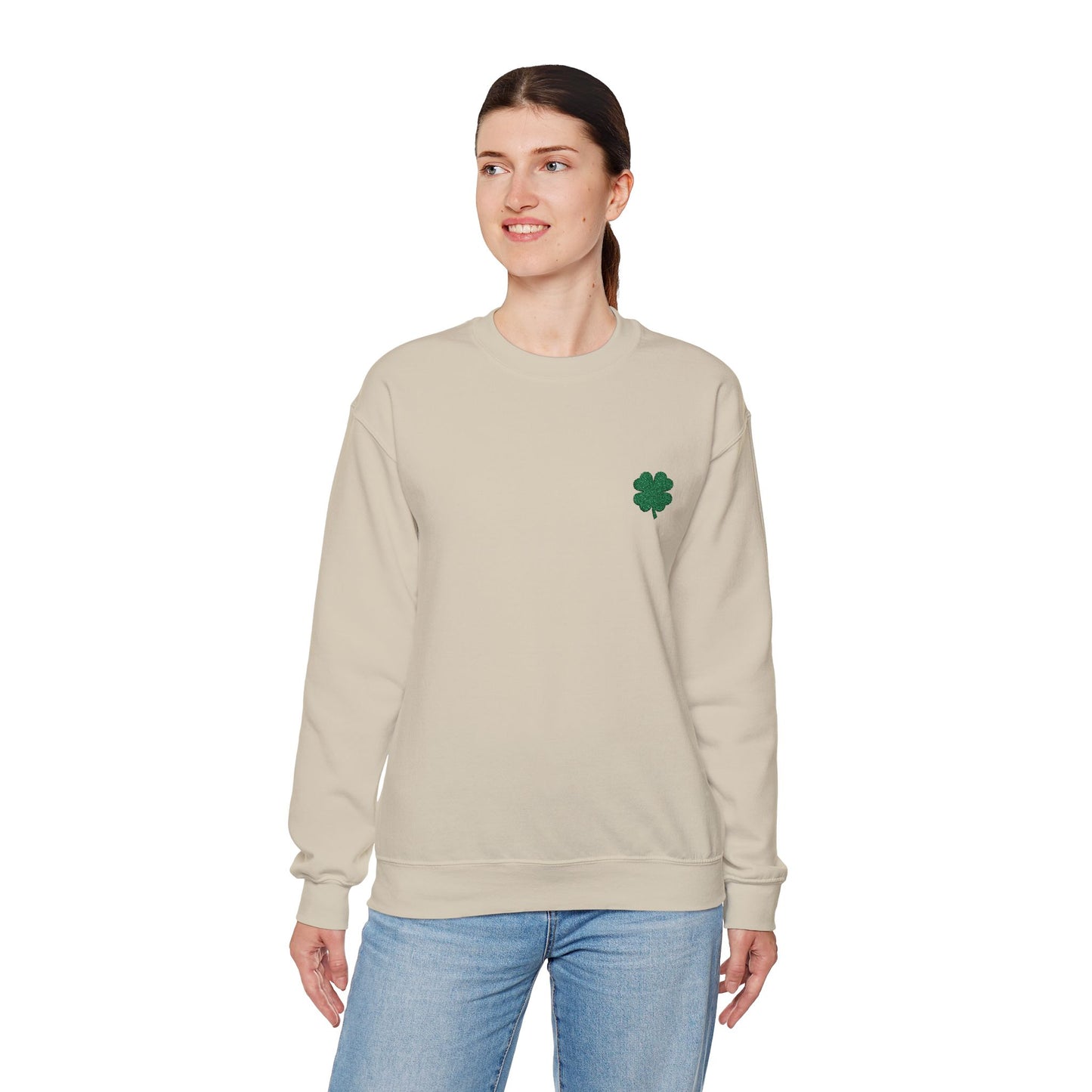Four Leaf Clover Embroidered Sweatshirt - Symbol of Good Luck