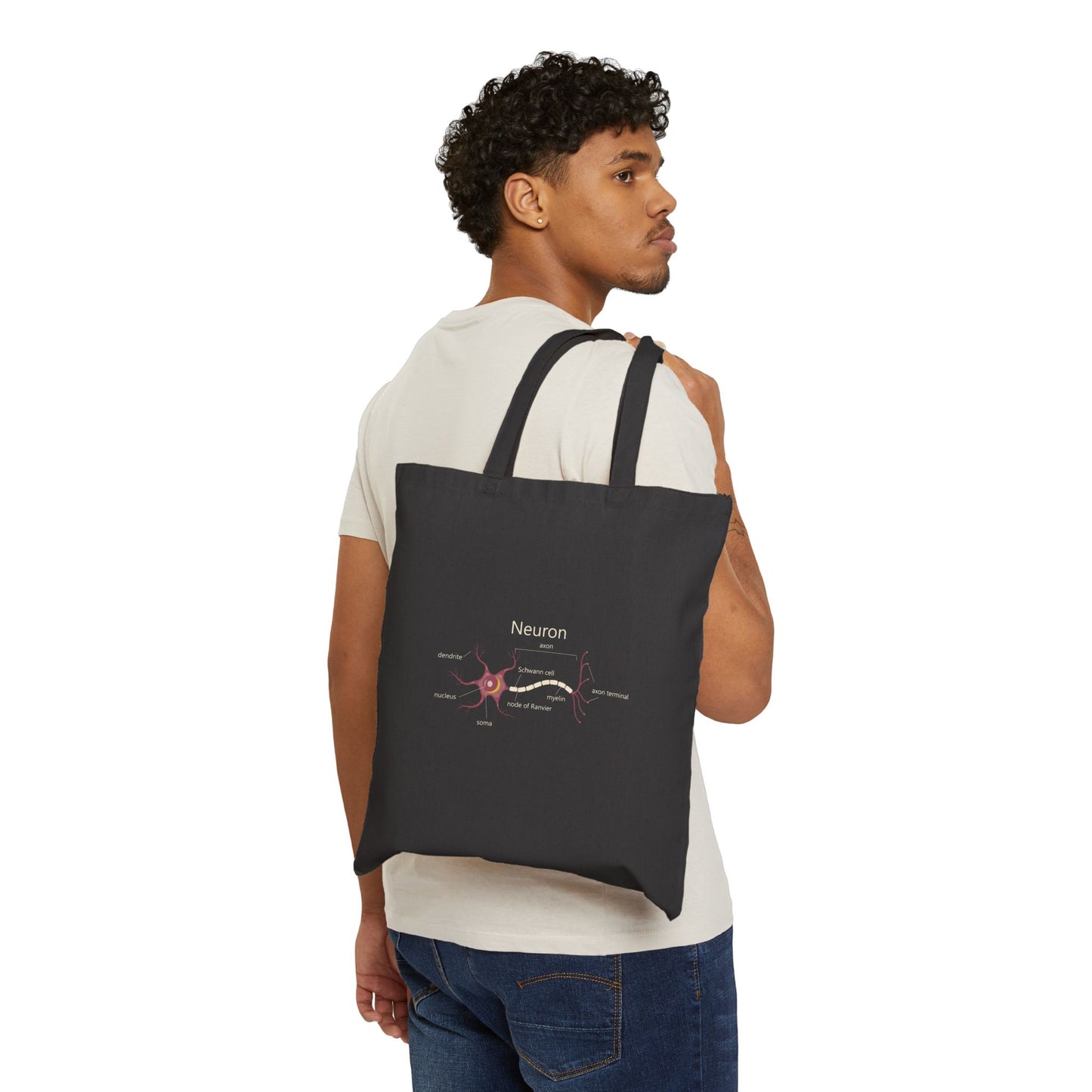 Neuron Diagram Cotton Canvas Tote - Mauve Graphic