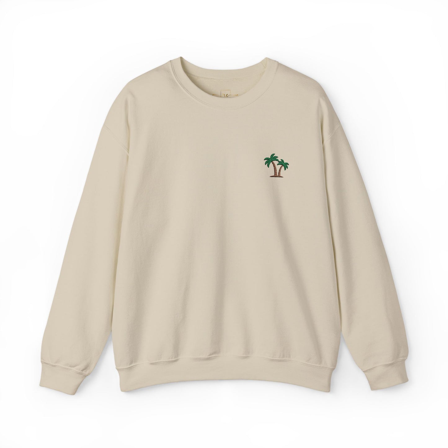 Palm Tree Embroidered Sweatshirt for Beach and Vacation Enthusiasts