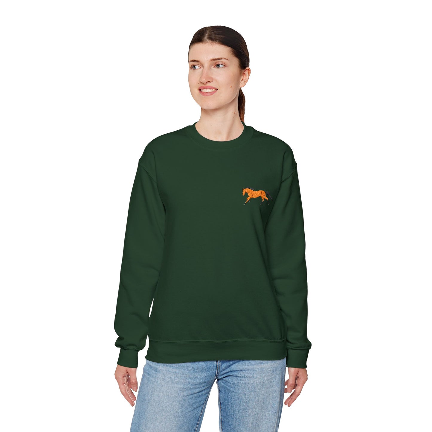 Brown Thoroughbred Horse Embroidered Sweatshirt