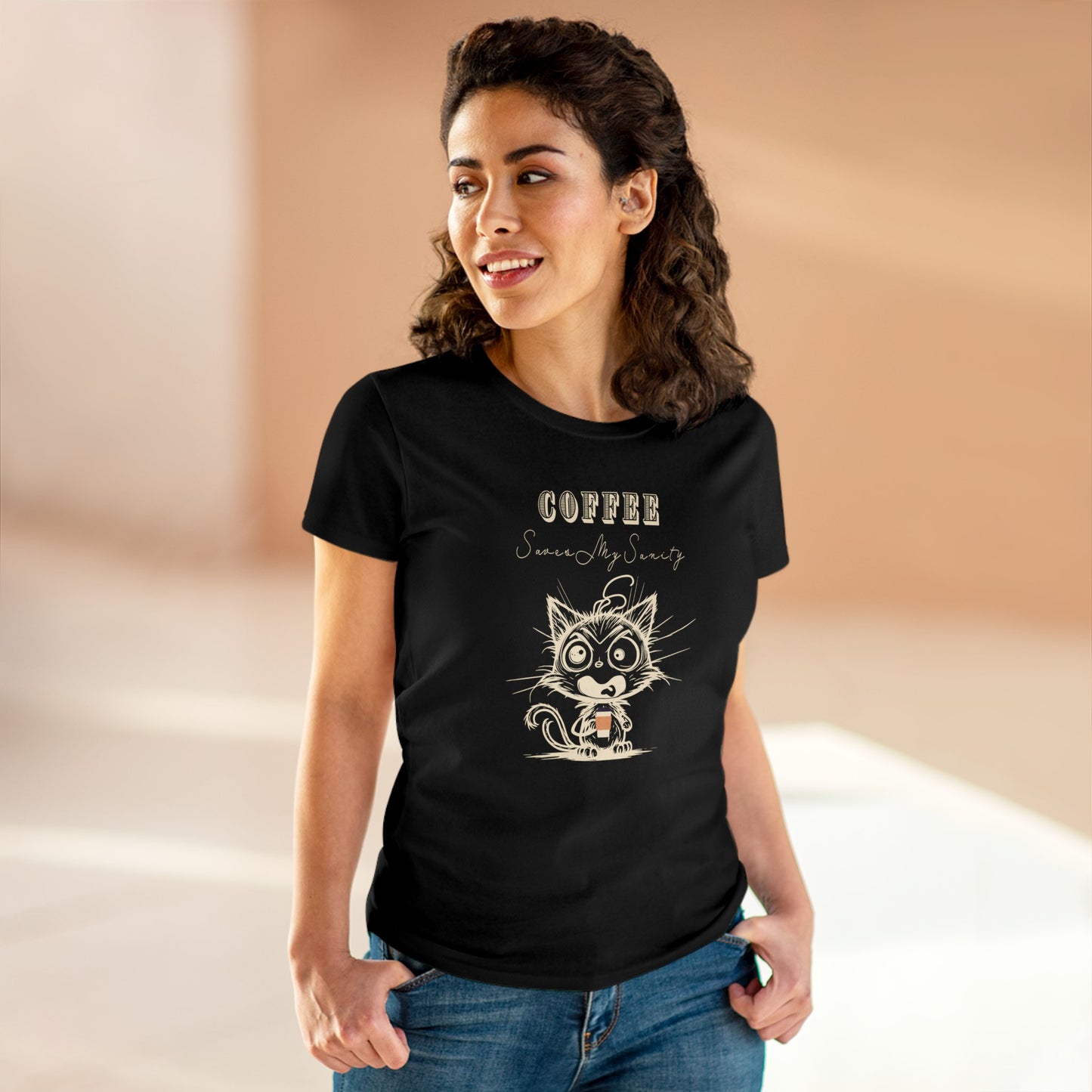 Wellness Coffee Brain Fuel Mental Health Women's Mid-weight Cotton Tee - Mental Health Humor