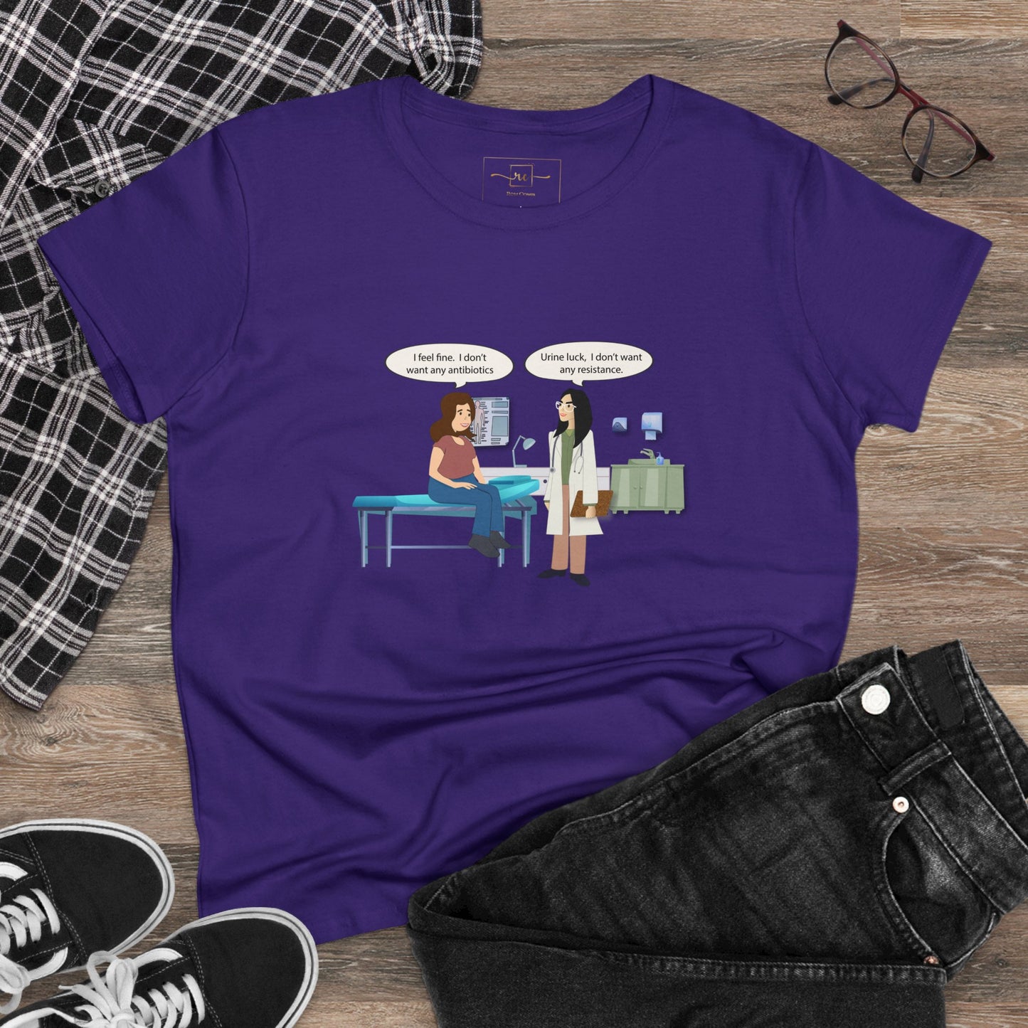 Urine Luck Women's Midweight Cotton Tee - Medical Humor
