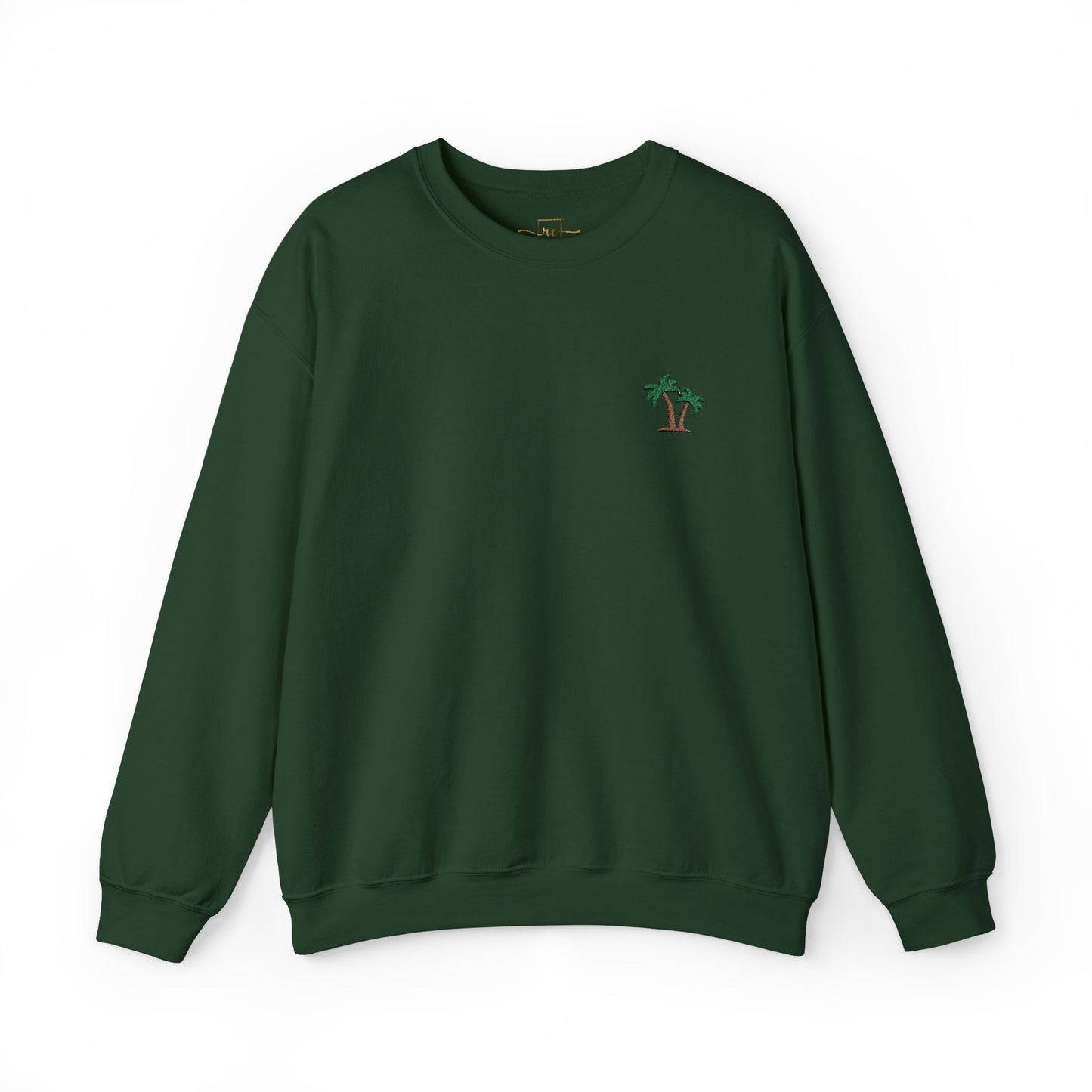 Palm Tree Embroidered Sweatshirt for Beach and Vacation Enthusiasts