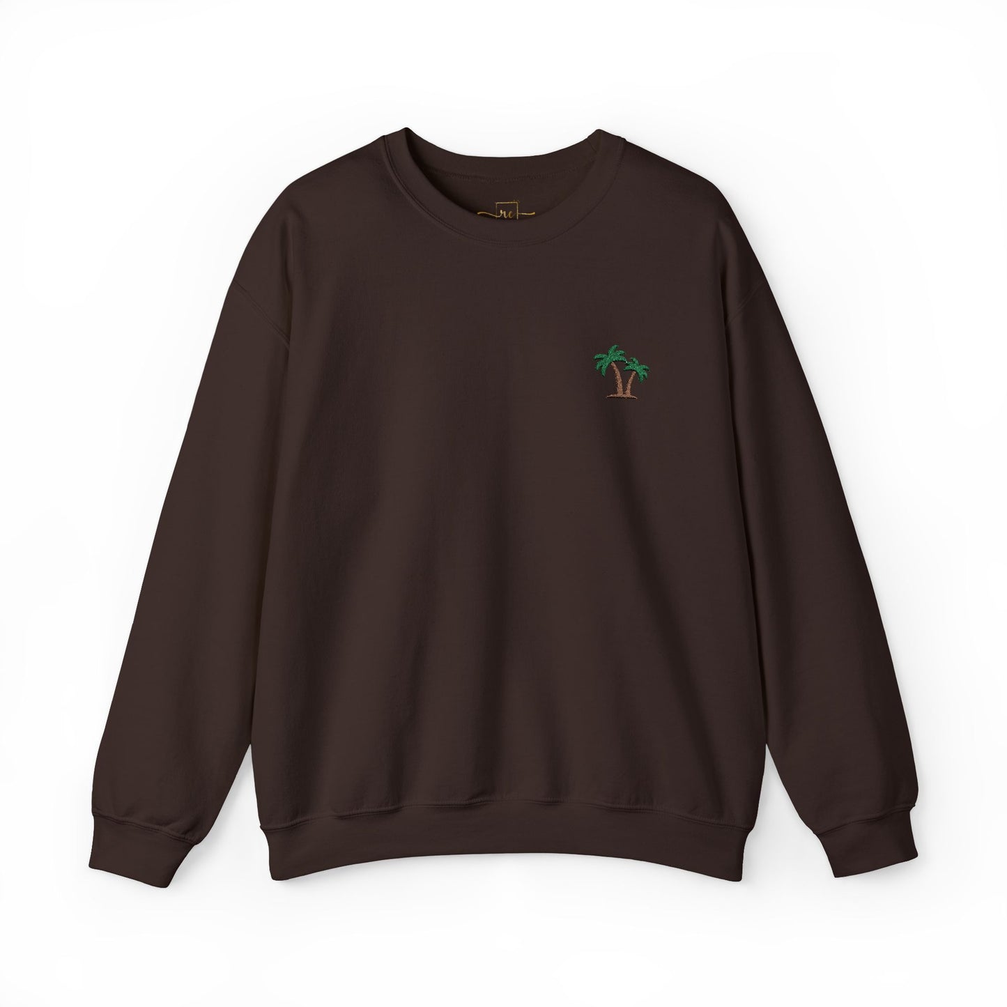 Palm Tree Embroidered Sweatshirt for Beach and Vacation Enthusiasts