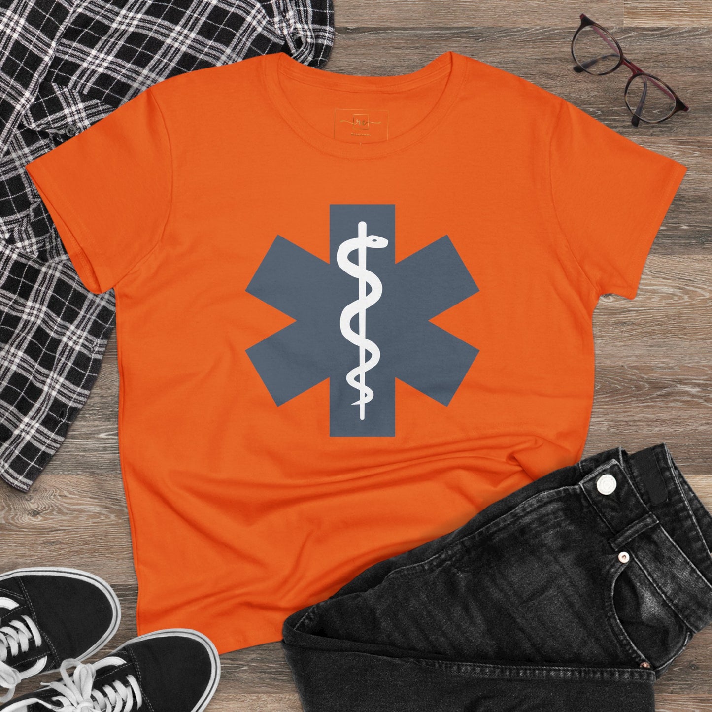 Emergency Medical Women's Midweight Cotton Tee -Gray Symbol