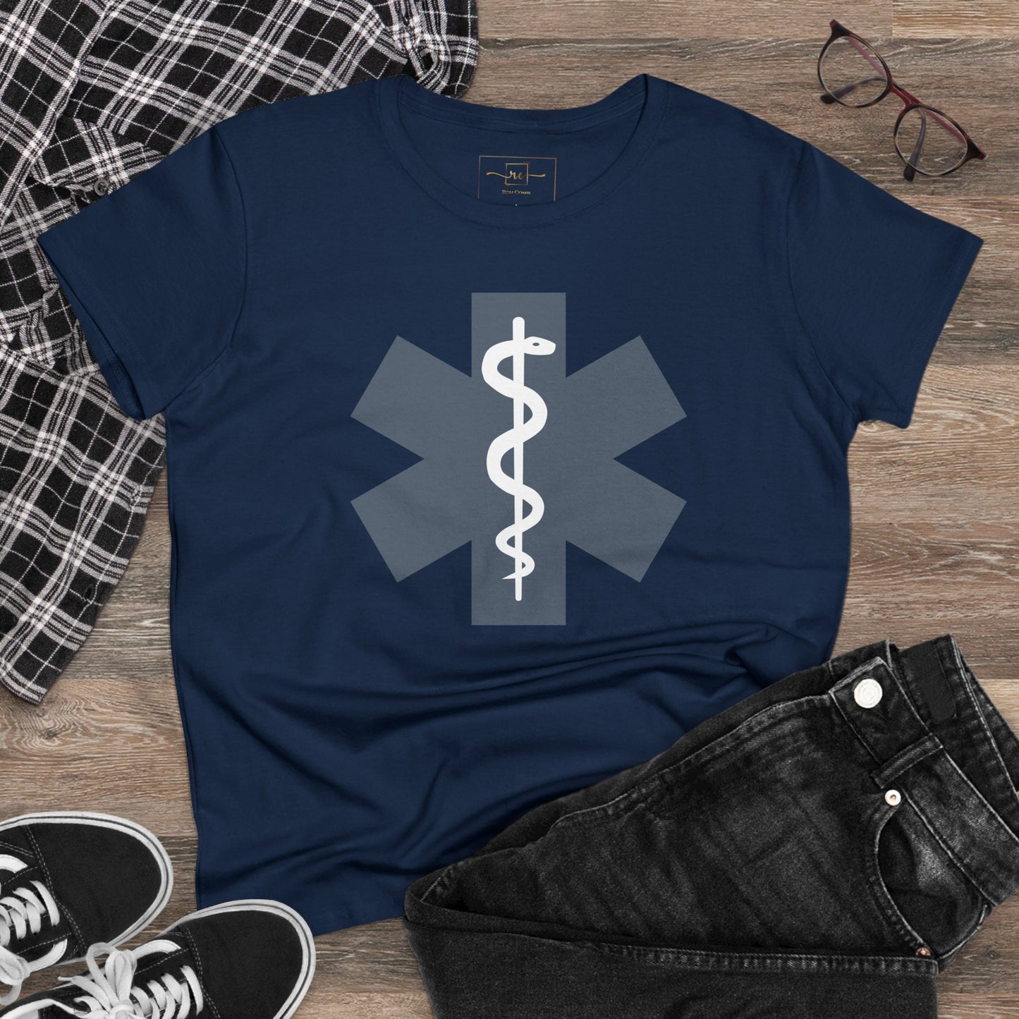 Emergency Medical Women's Midweight Cotton Tee -Gray Symbol