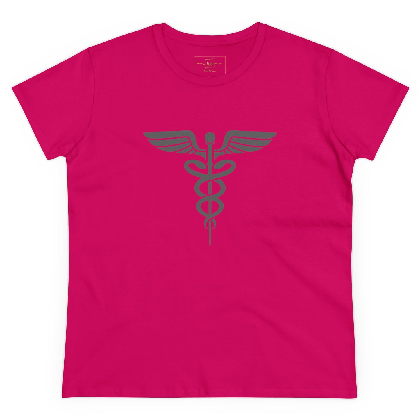 Caduceus Gray Symbol Women's Midweight Cotton Tee - Medical