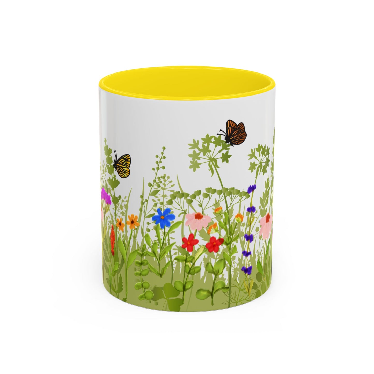Watercolor Wildflower Mug - Botanical Floral Coffee Mug - Gift for Moms, Gardeners, Art Lovers, Spring & Easter - Ceramic Mug with Color Inside (11oz, 15oz)