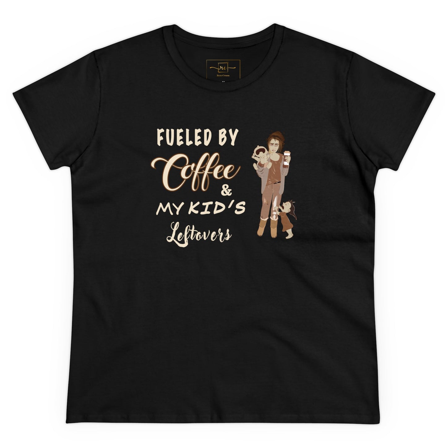 Fueled By Coffee And Kids Leftovers Women's Mid-weight Cotton Tee - Mental Health Humor