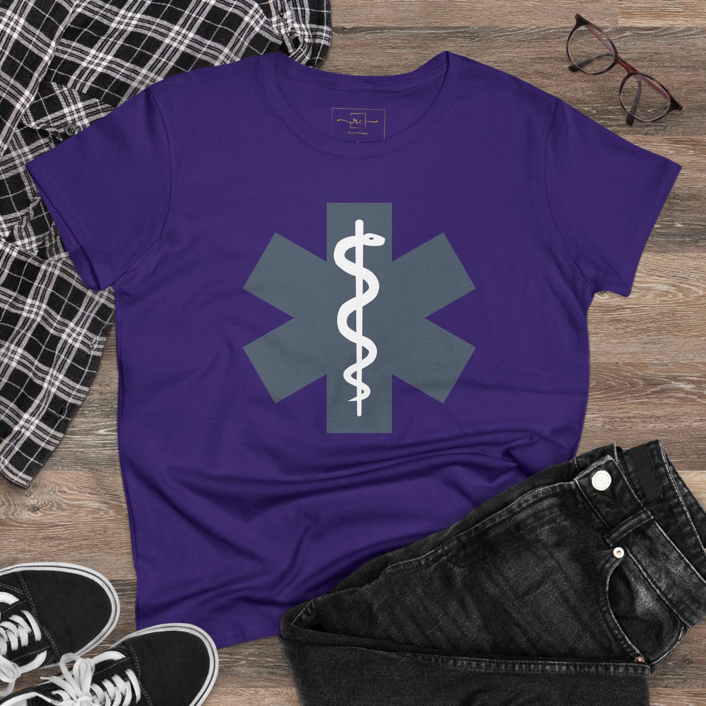 Emergency Medical Women's Midweight Cotton Tee -Gray Symbol