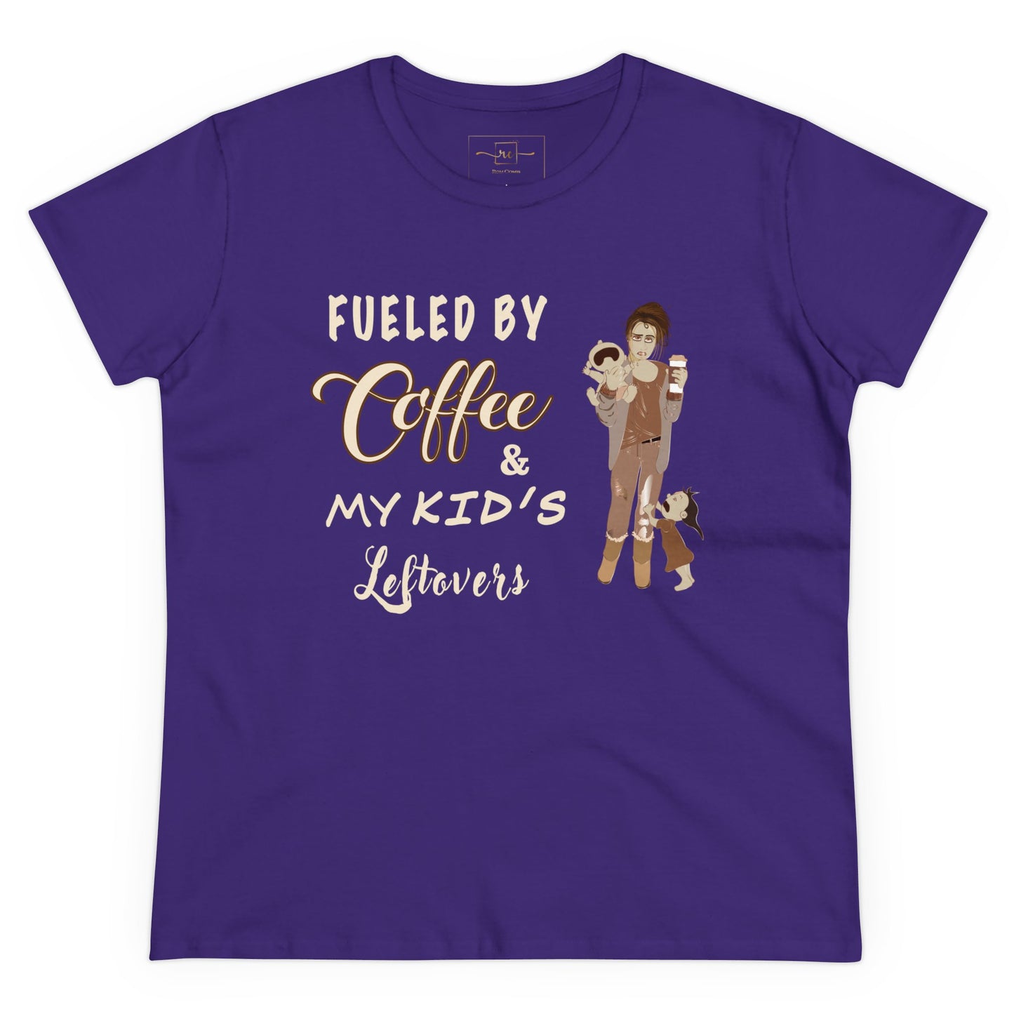 Fueled By Coffee And Kids Leftovers Women's Mid-weight Cotton Tee - Mental Health Humor
