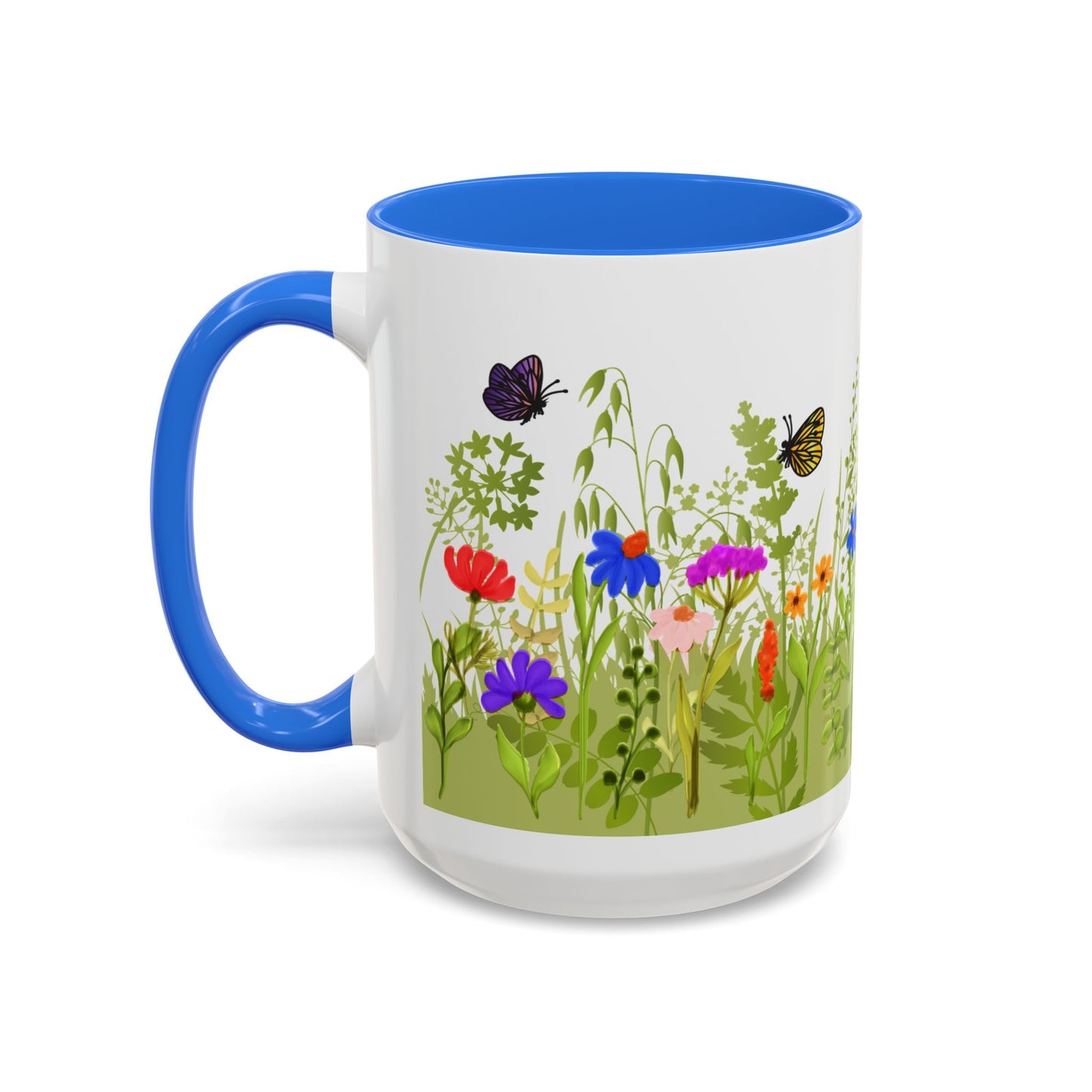 Watercolor Wildflower Mug 2 - Botanical Floral Coffee Mug - Gift for Moms, Gardeners, Art Lovers, Spring & Easter - Ceramic Mug with Color Inside (11oz, 15oz)