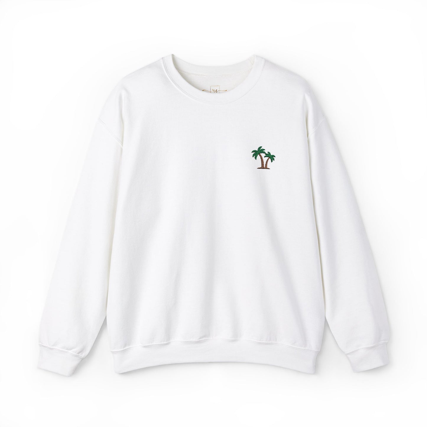 Palm Tree Embroidered Sweatshirt for Beach and Vacation Enthusiasts