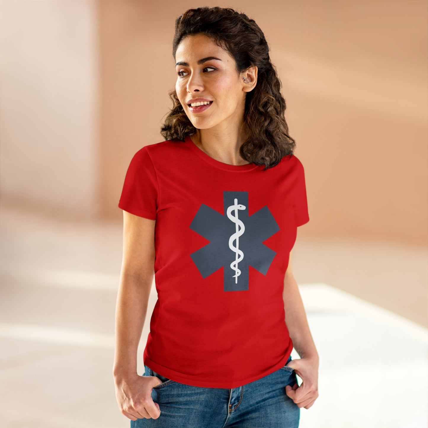 Emergency Medical Women's Midweight Cotton Tee -Gray Symbol