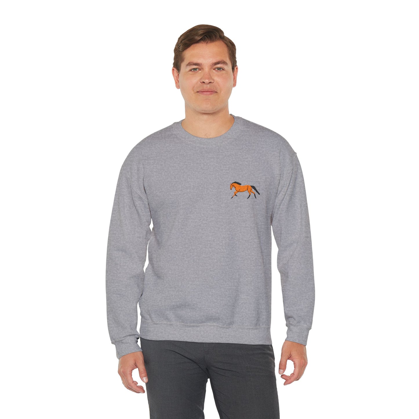 Brown Thoroughbred Horse Embroidered Sweatshirt