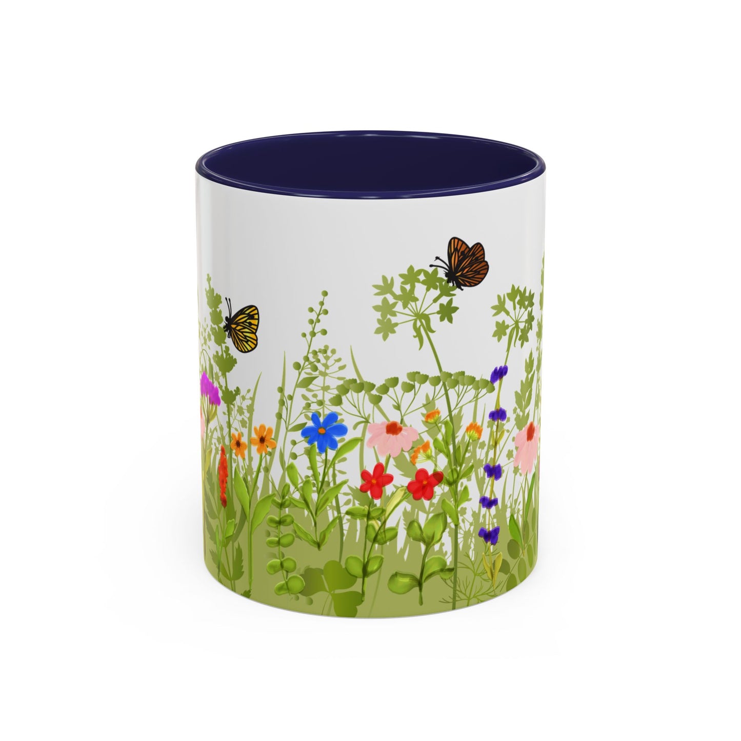Watercolor Wildflower Mug - Botanical Floral Coffee Mug - Gift for Moms, Gardeners, Art Lovers, Spring & Easter - Ceramic Mug with Color Inside (11oz, 15oz)