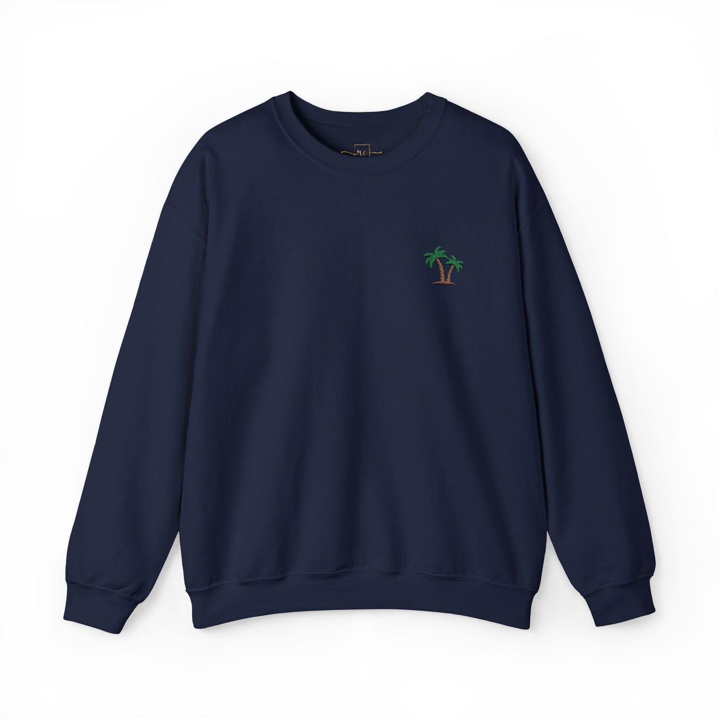 Palm Tree Embroidered Sweatshirt for Beach and Vacation Enthusiasts