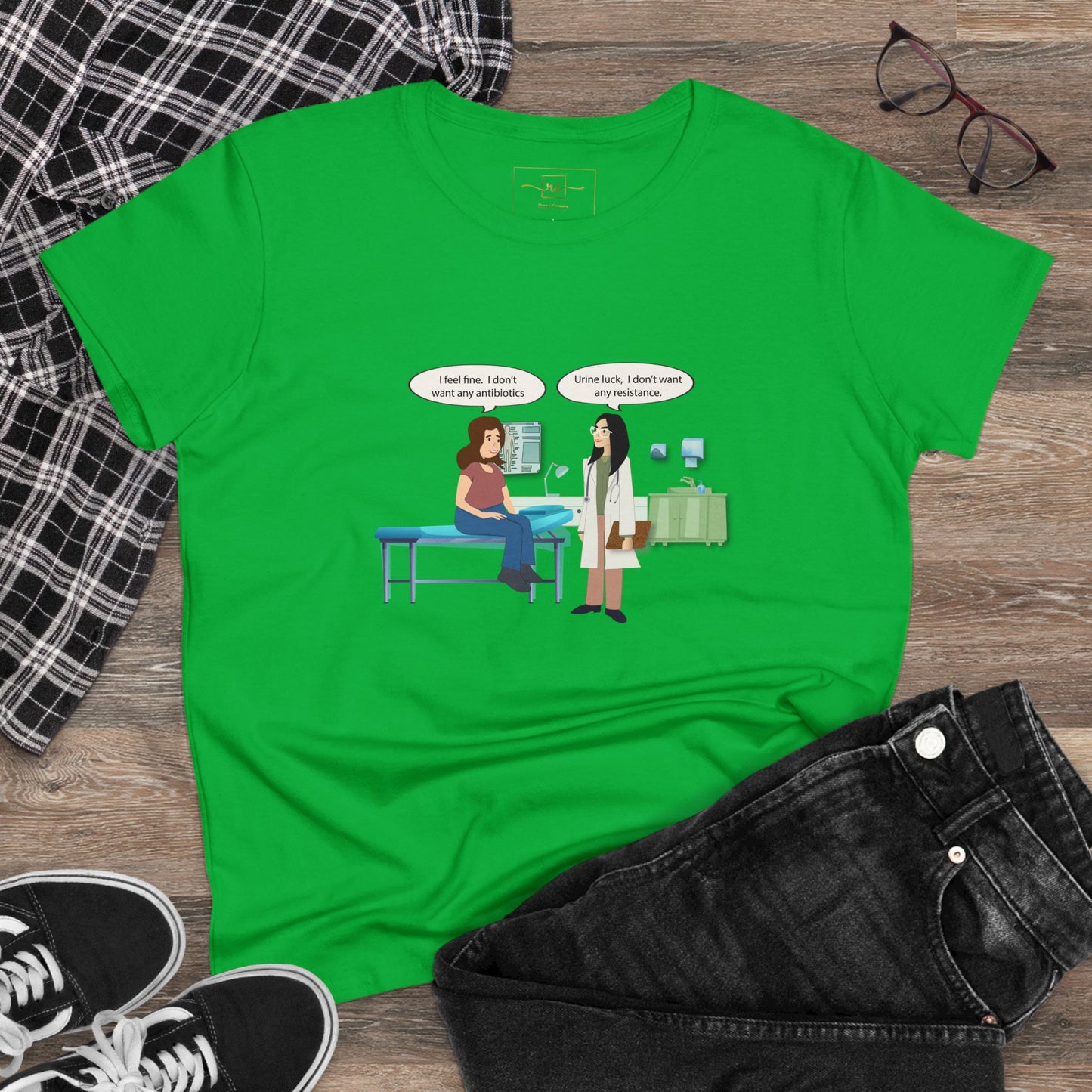 Urine Luck Women's Midweight Cotton Tee - Medical Humor