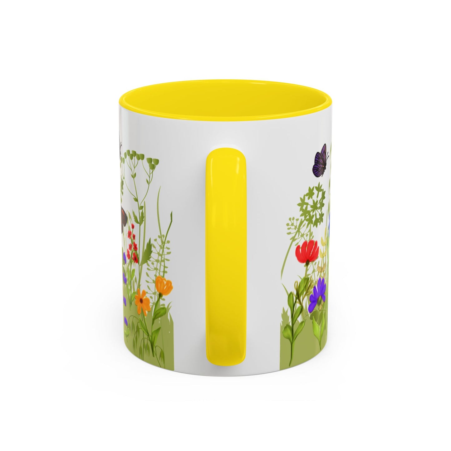 Watercolor Wildflower Mug - Botanical Floral Coffee Mug - Gift for Moms, Gardeners, Art Lovers, Spring & Easter - Ceramic Mug with Color Inside (11oz, 15oz)