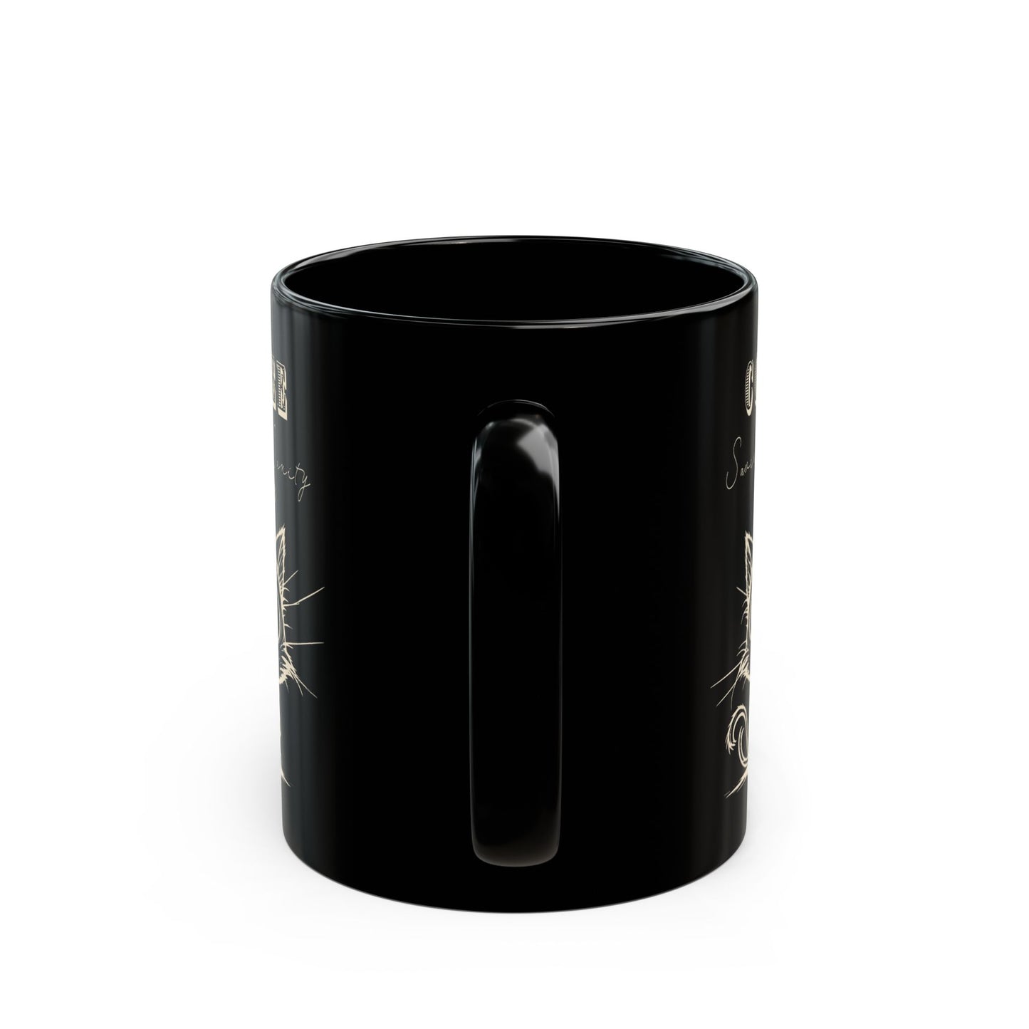 Funny Cat Coffee Mug - Coffee Saves My Sanity Cup - Wellness and Mental Health Humor Black Ceramic Mug