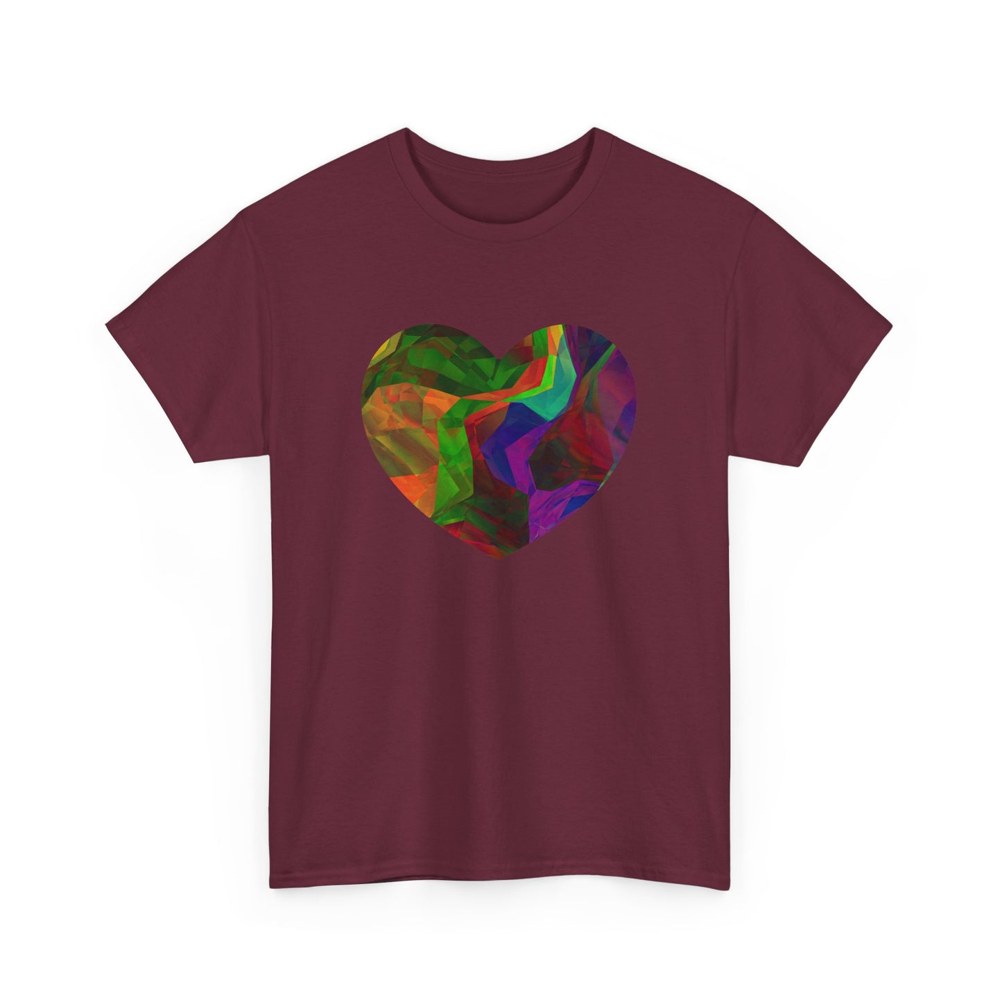 Colorful Heart Abstract Heavy Cotton T-Shirt - Graphic Holiday Top
