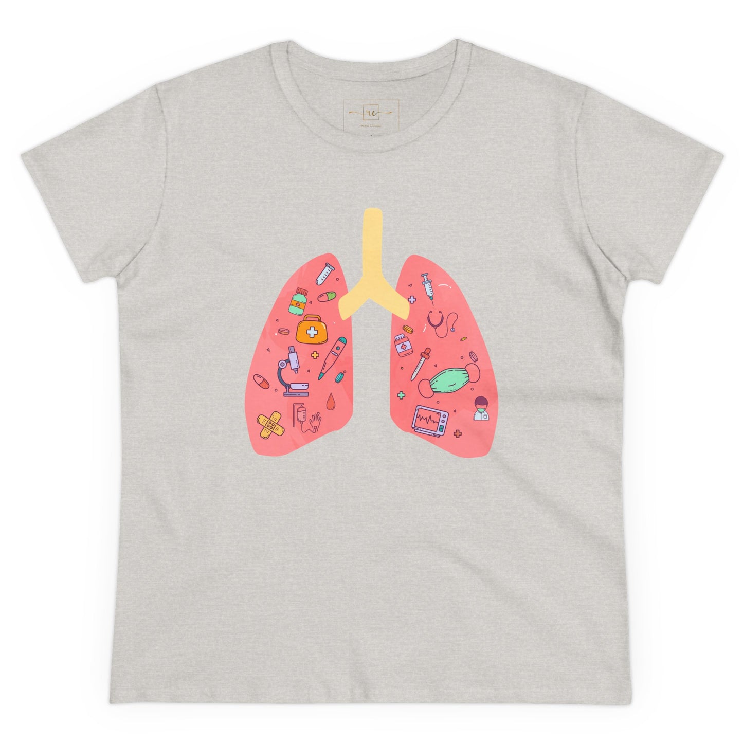 Medical Cartoon Lung Women's Mid-weight Cotton Tee - Medical Humor