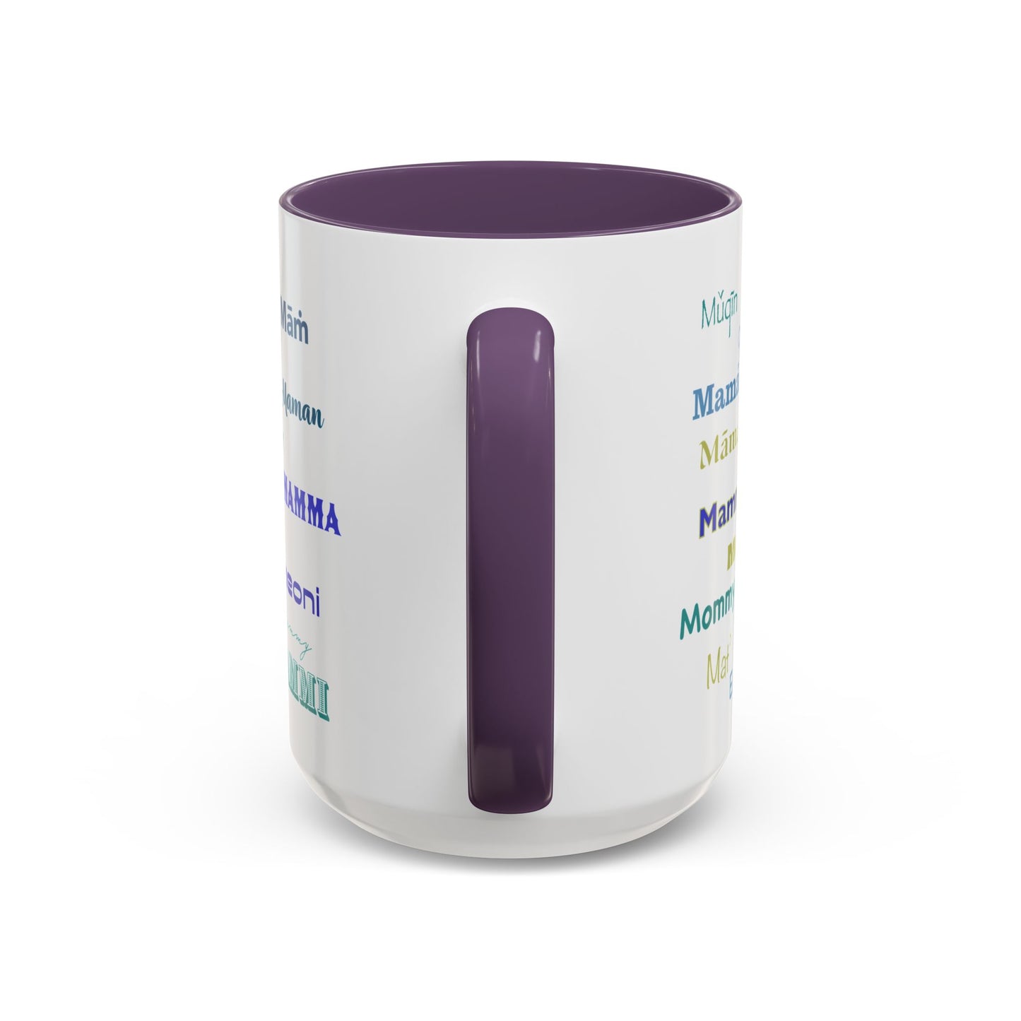 Mom Green Heart Mug - “Mom” in Different Languages - Universal Language of Love - Gift for Moms, New Moms, Mother's Day, Birthday, Valentine’s Day - Modern & Stylish Ceramic Mug with Color Inside (11oz, 15oz)