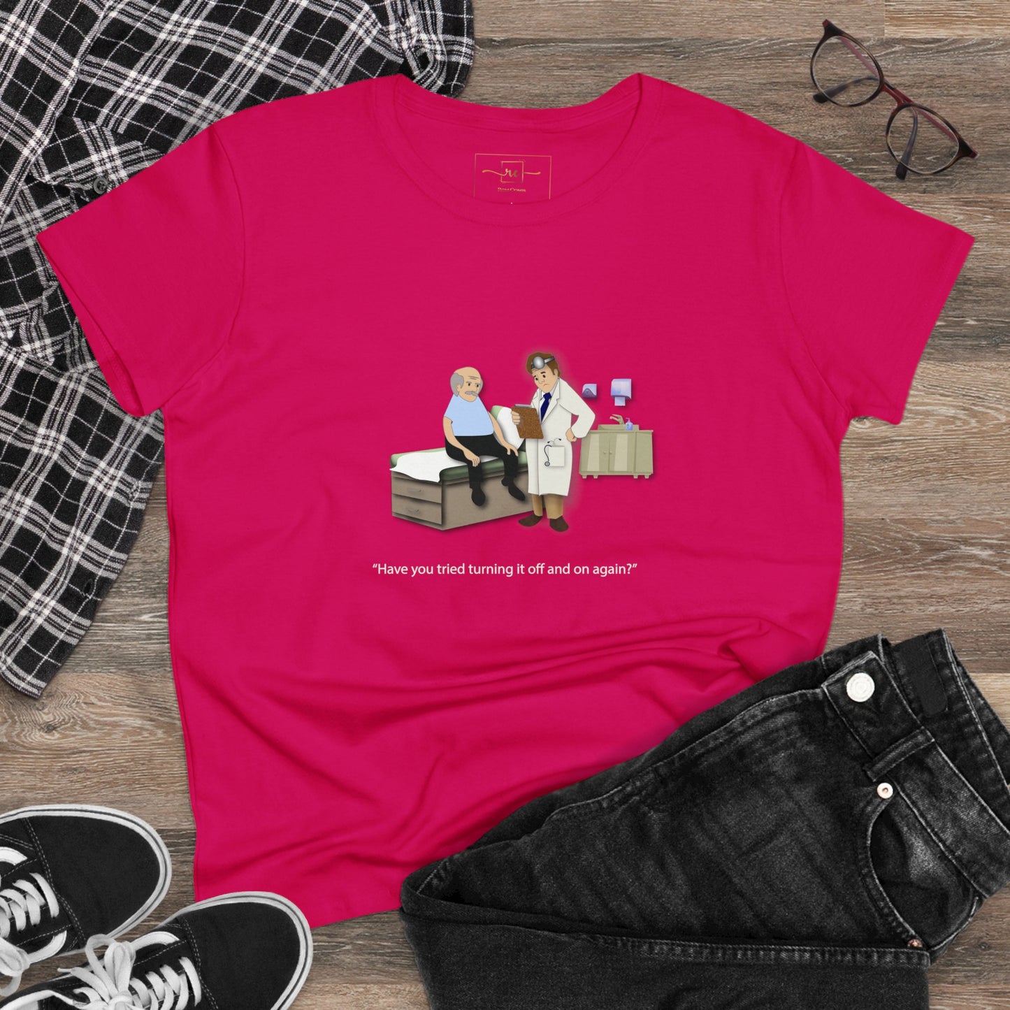 On and Off Women's Midweight Cotton Tee - Medical Humor