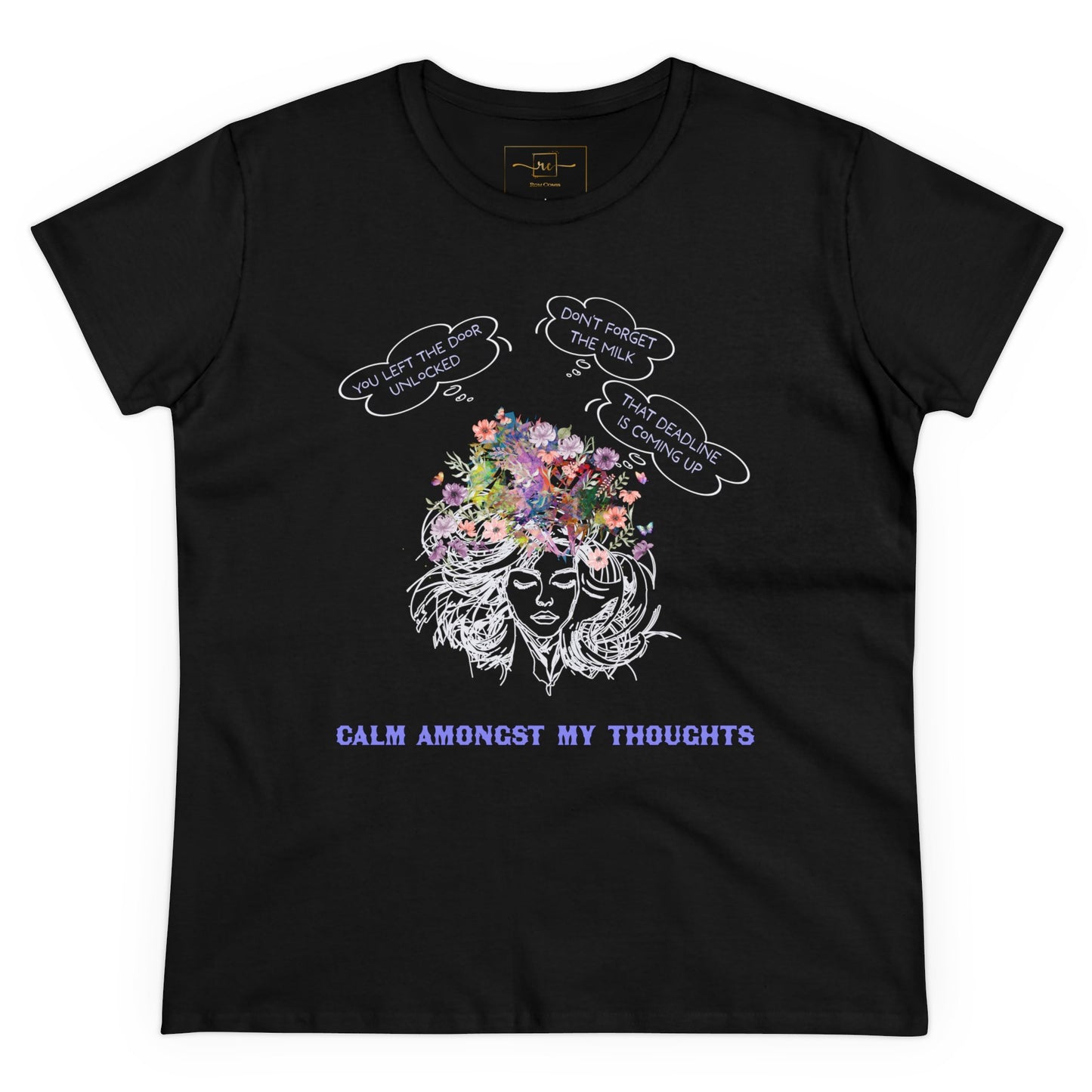 Wellness Calm Thoughts Mental Health Women's Mid-weight Cotton Tee -Humor