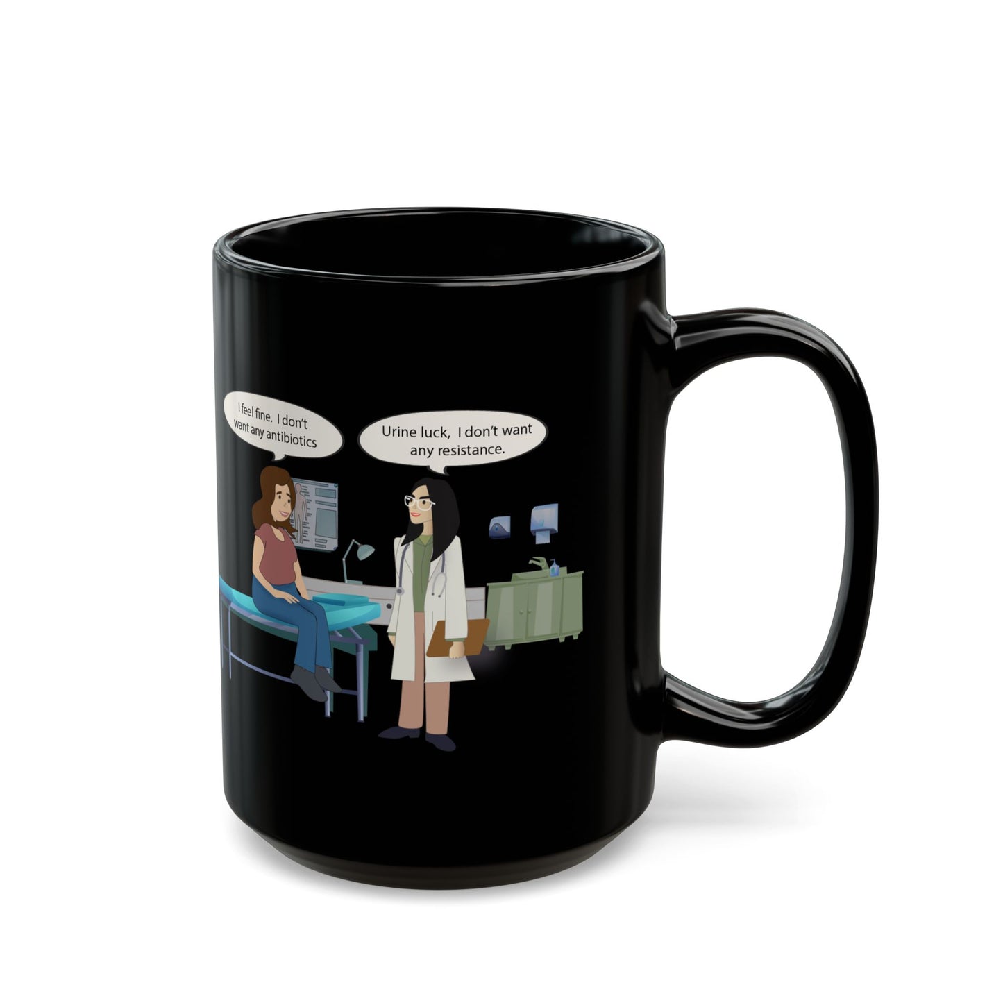 Urine Luck Black Ceramic Mug - Funny Urology Medical Humor for Doctors & Students (11oz, 15oz)
