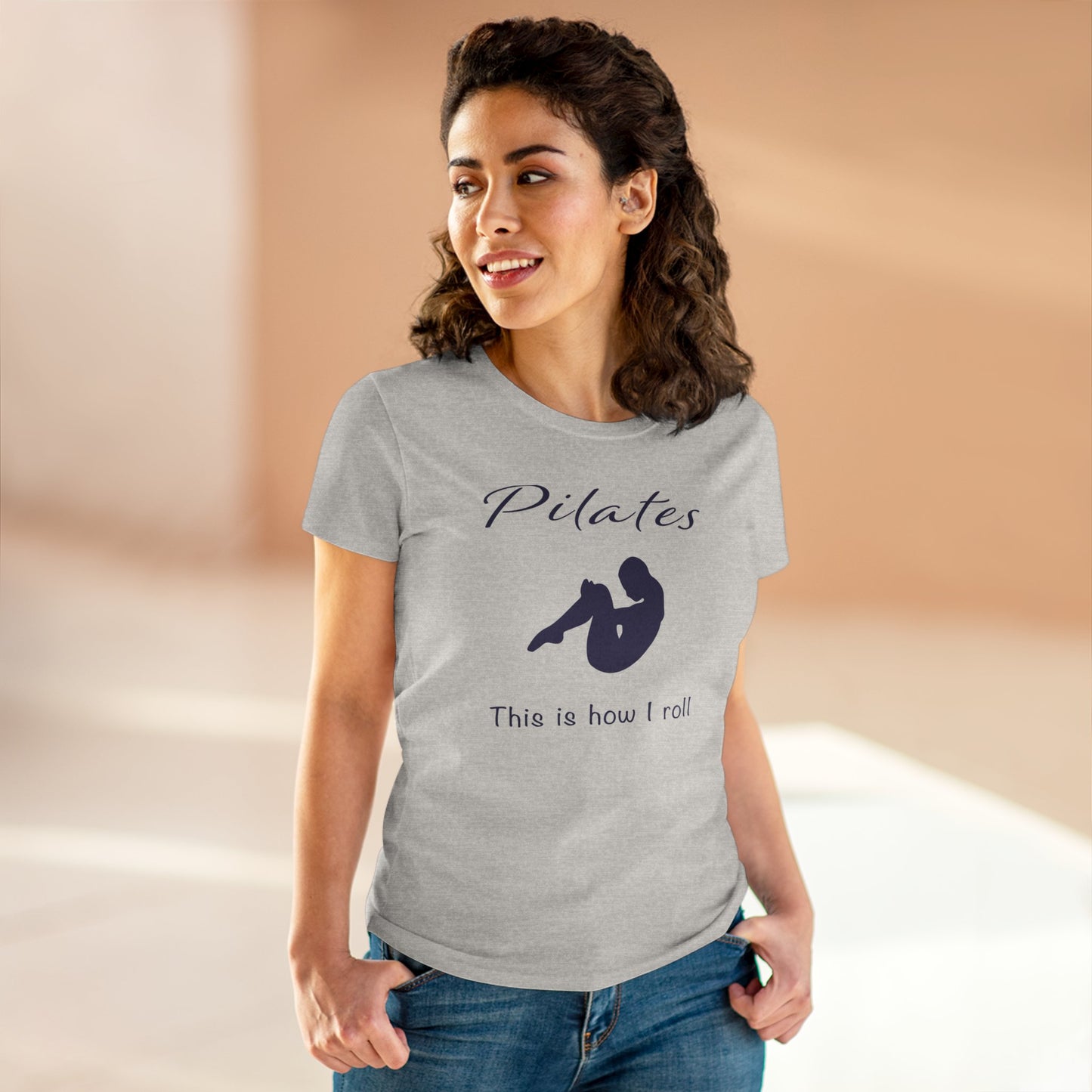 Pilates How I Roll Women's Mid-weight Cotton Tee - Wellness Fitness Health
