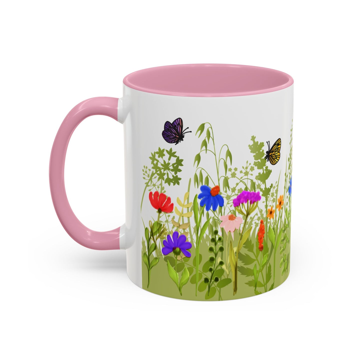 Watercolor Wildflower Mug 2 - Botanical Floral Coffee Mug - Gift for Moms, Gardeners, Art Lovers, Spring & Easter - Ceramic Mug with Color Inside (11oz, 15oz)