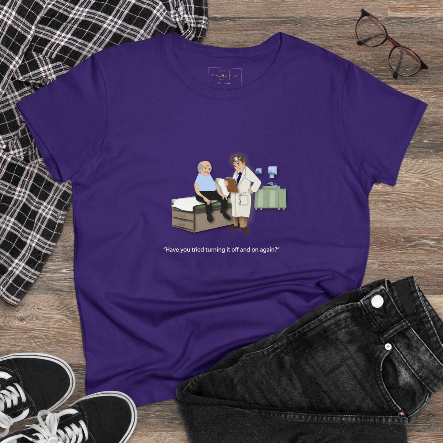 On and Off Women's Midweight Cotton Tee - Medical Humor