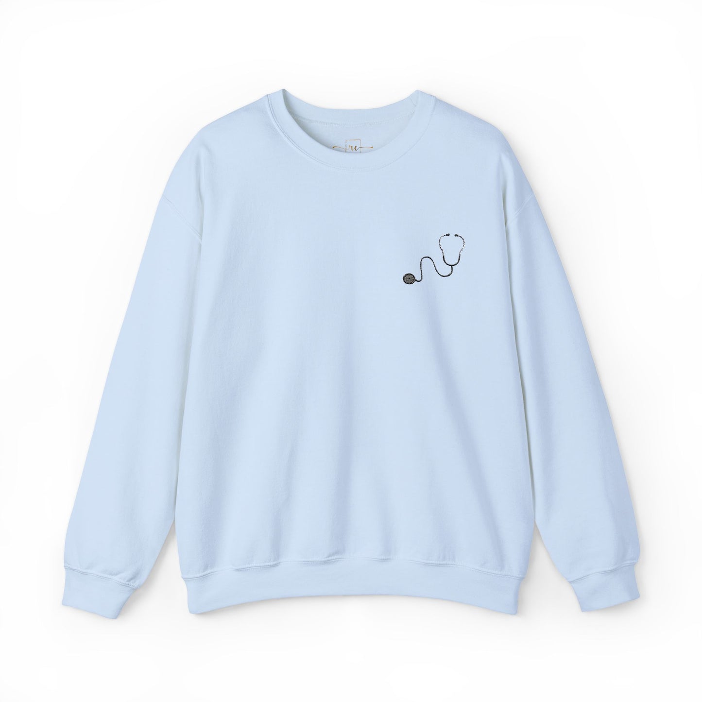 Black Stethoscope Embroidered Sweatshirt For Healthcare Workers