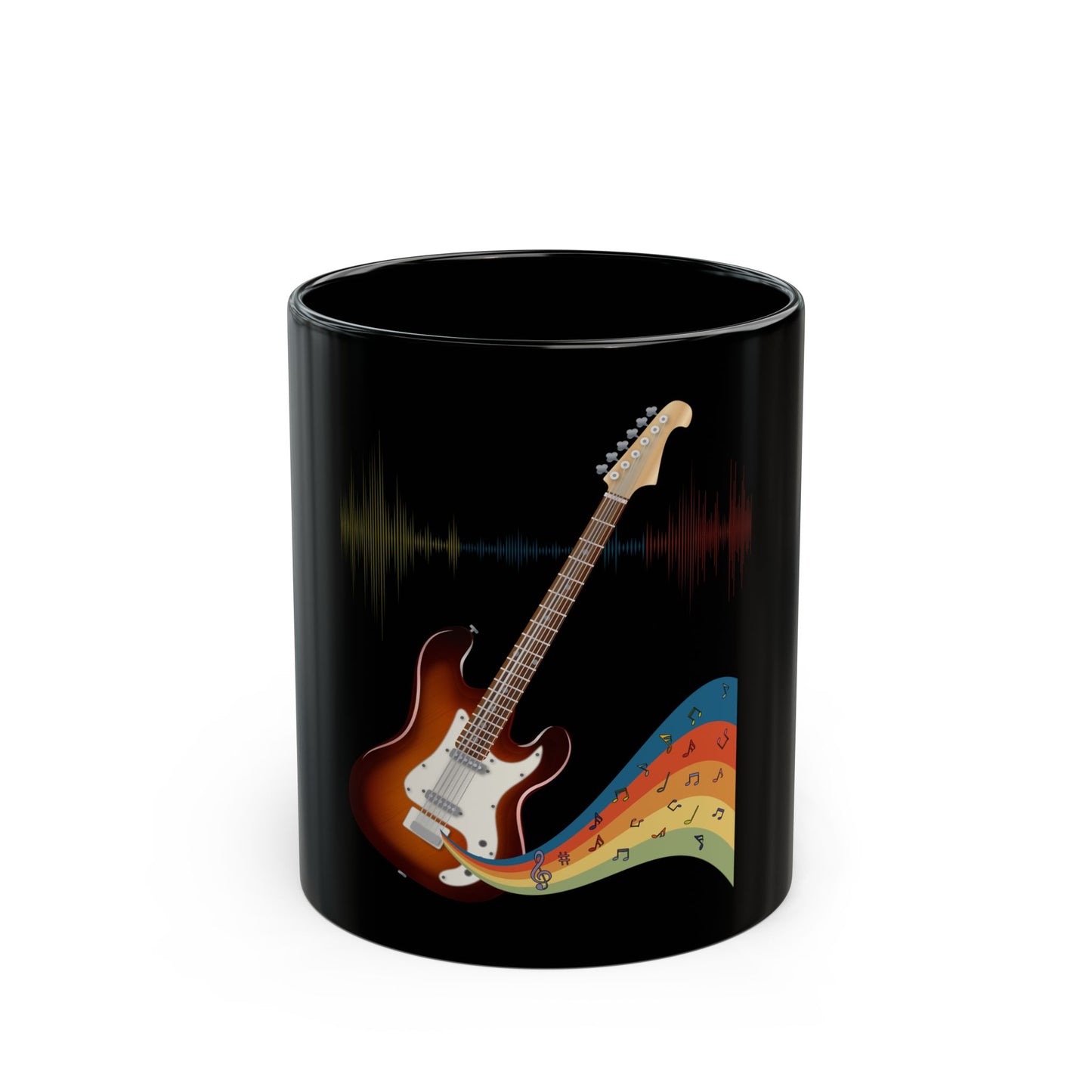 Hippie Guitar Black Mug (11oz, 15oz) - Music
