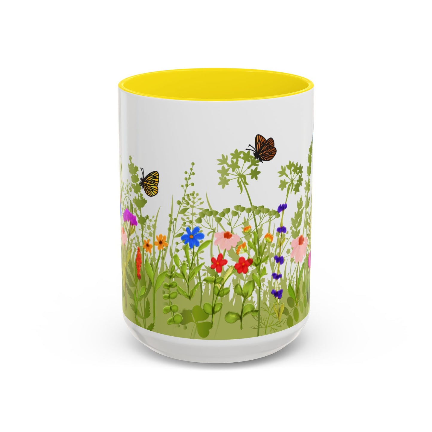 Watercolor Wildflower Mug - Botanical Floral Coffee Mug - Gift for Moms, Gardeners, Art Lovers, Spring & Easter - Ceramic Mug with Color Inside (11oz, 15oz)