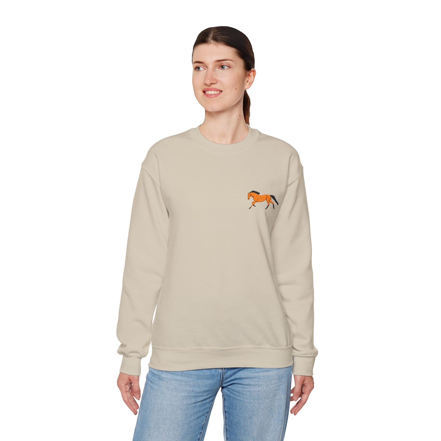 Brown Thoroughbred Horse Embroidered Sweatshirt