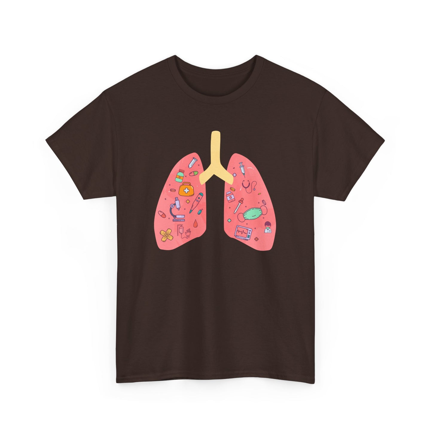 Medical Cartoon Lung Heavy Cotton T-Shirt - Medical Humor