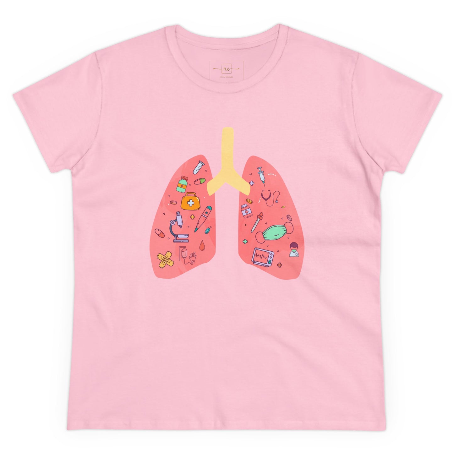 Medical Cartoon Lung Women's Mid-weight Cotton Tee - Medical Humor