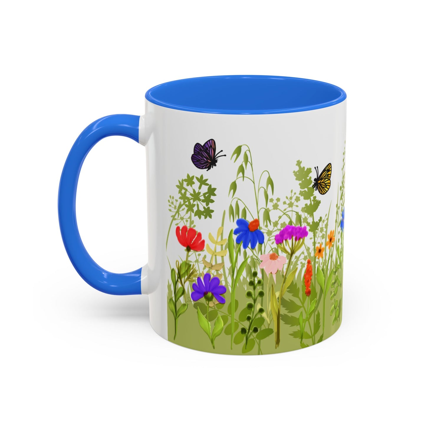 Watercolor Wildflower Mug 2 - Botanical Floral Coffee Mug - Gift for Moms, Gardeners, Art Lovers, Spring & Easter - Ceramic Mug with Color Inside (11oz, 15oz)