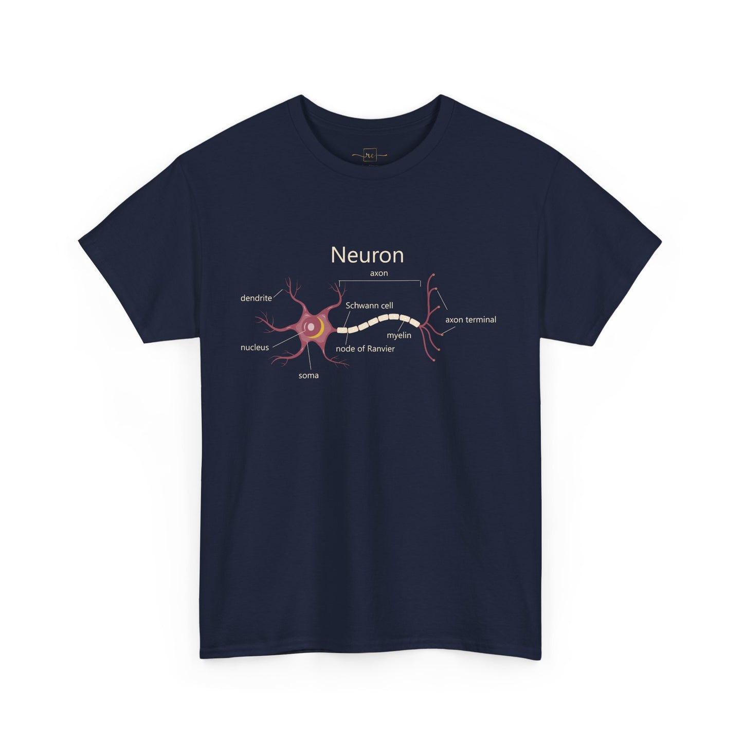 Neuron Anatomy Heavy Cotton T-Shirt - Mauve Medical Graphic Tee Featuring Nerve Cell, Axon & Myelin - Perfect for Doctors, Nurses, and Medical Students