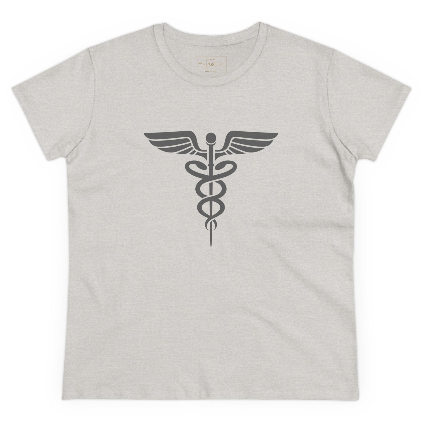 Caduceus Gray Symbol Women's Midweight Cotton Tee - Medical