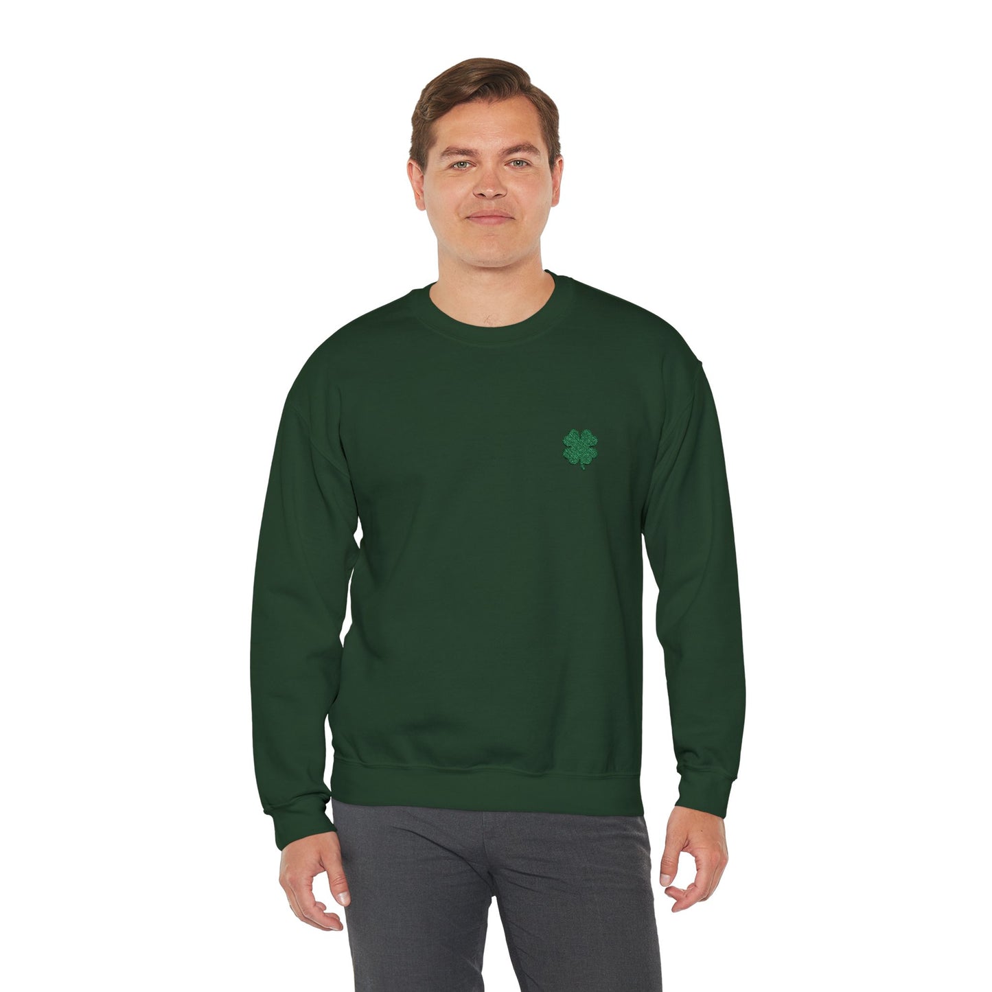 Four Leaf Clover Embroidered Sweatshirt - Symbol of Good Luck