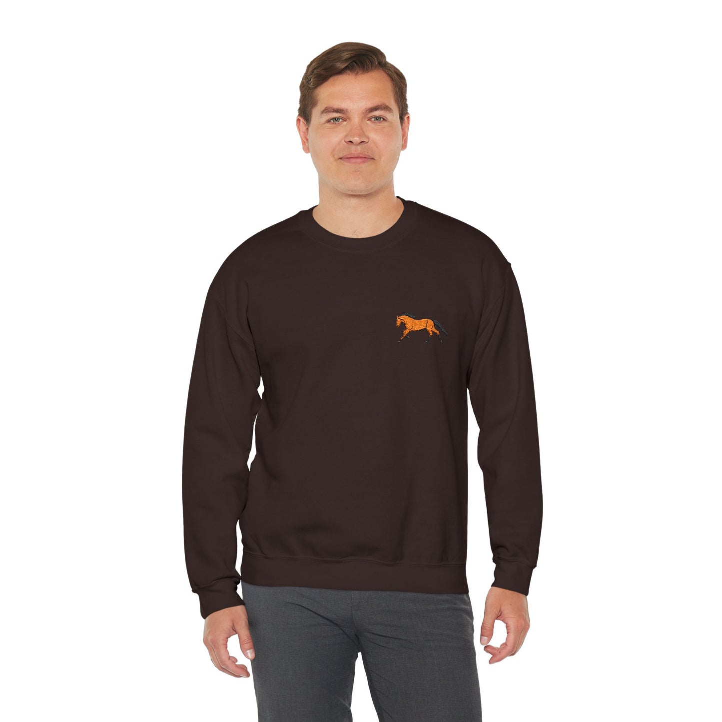 Brown Thoroughbred Horse Embroidered Sweatshirt