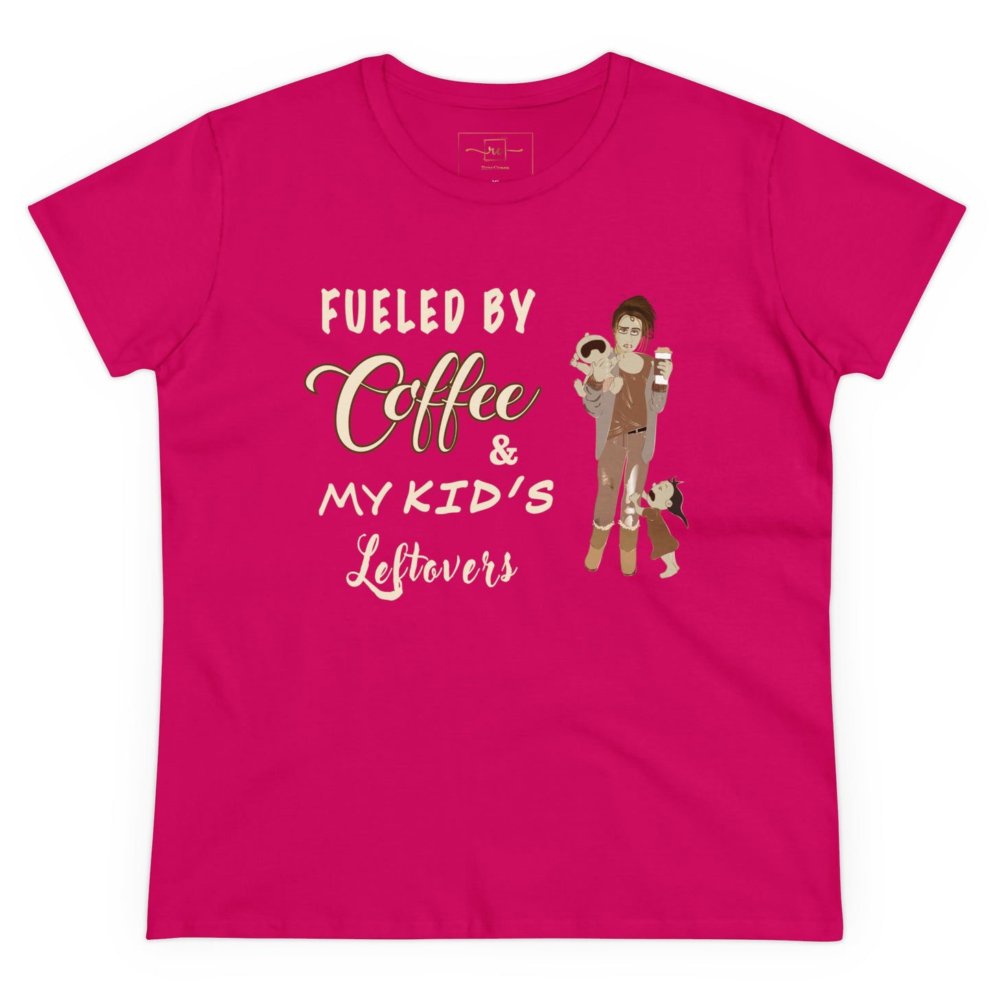 Fueled By Coffee And Kids Leftovers Women's Mid-weight Cotton Tee - Mental Health Humor