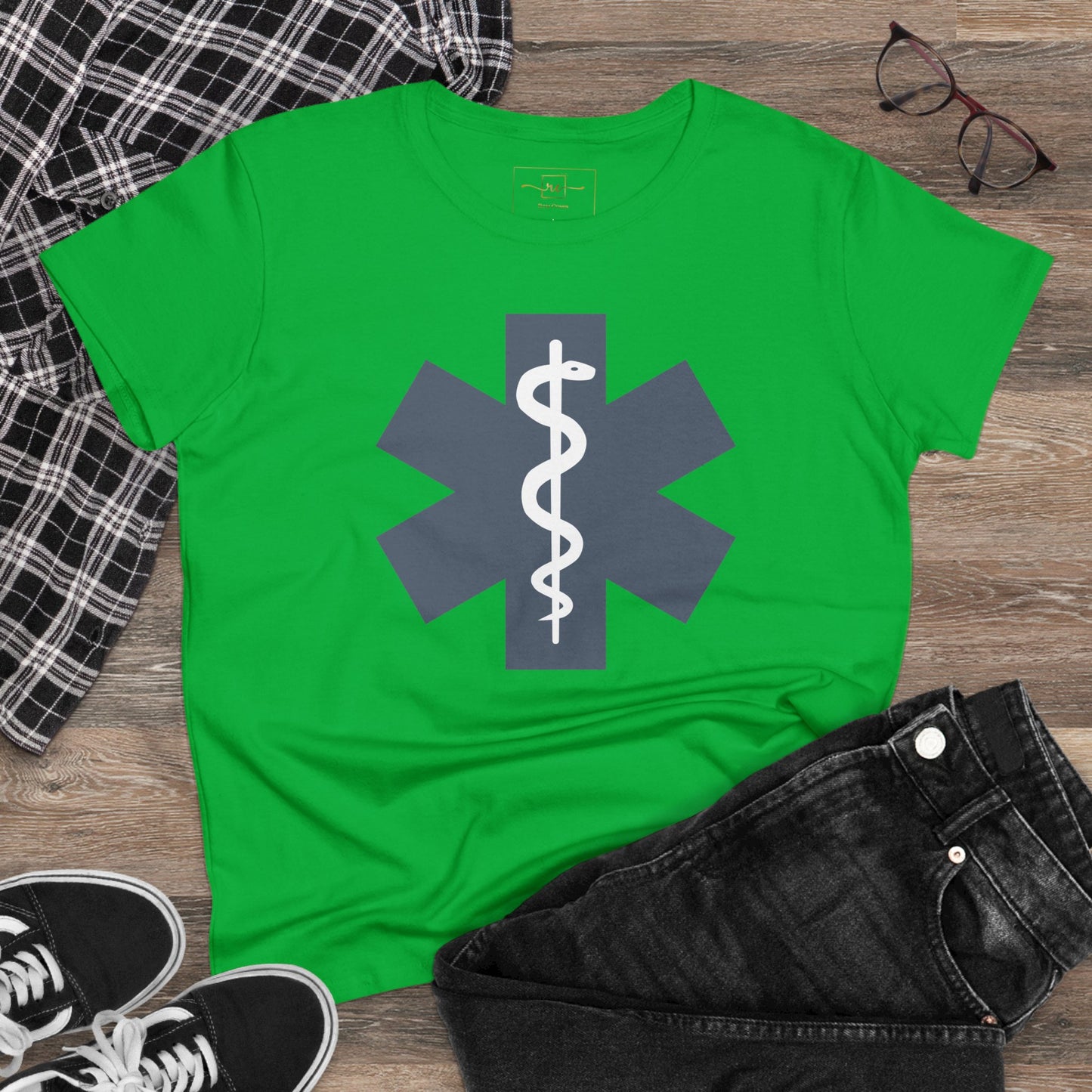 Emergency Medical Women's Midweight Cotton Tee -Gray Symbol