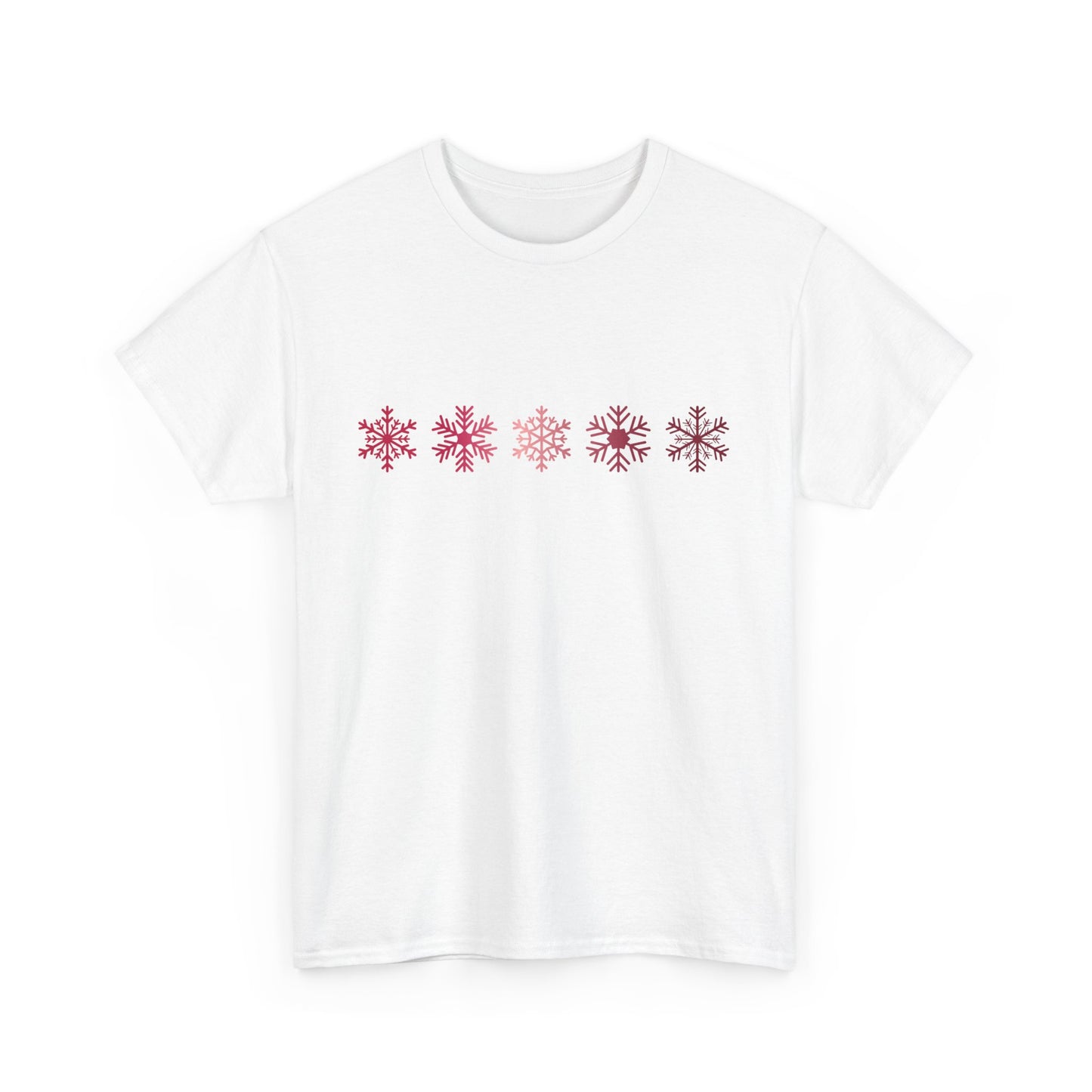 Red Snowflakes Heavy Cotton T-shirt - Graphic Holiday Top