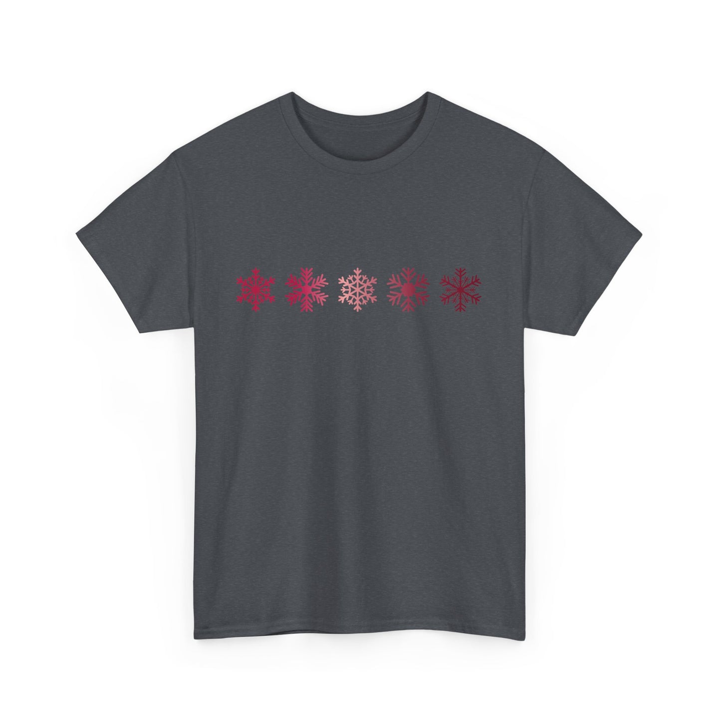 Red Snowflakes Heavy Cotton T-shirt - Graphic Holiday Top