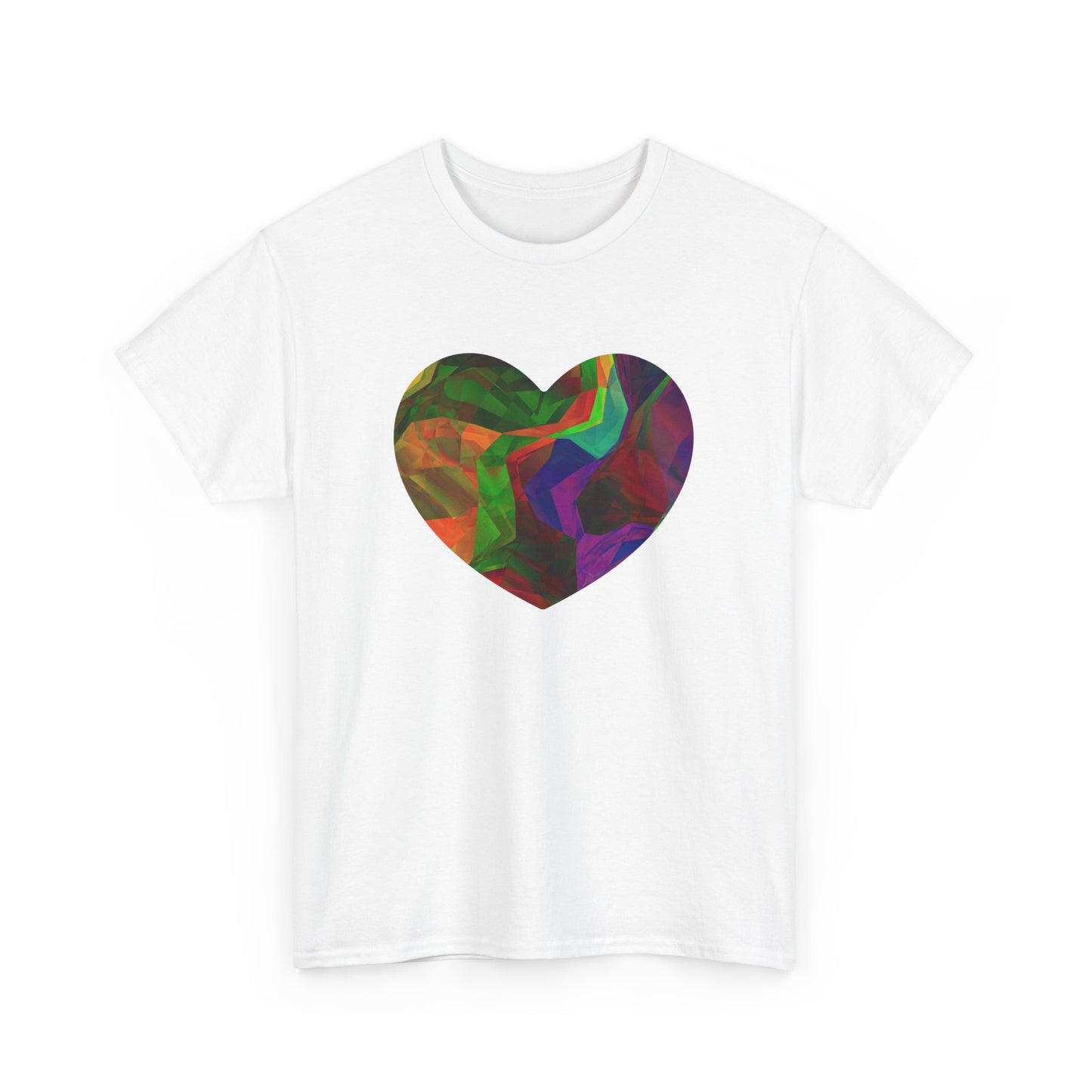 Colorful Heart Abstract Heavy Cotton T-Shirt - Graphic Holiday Top