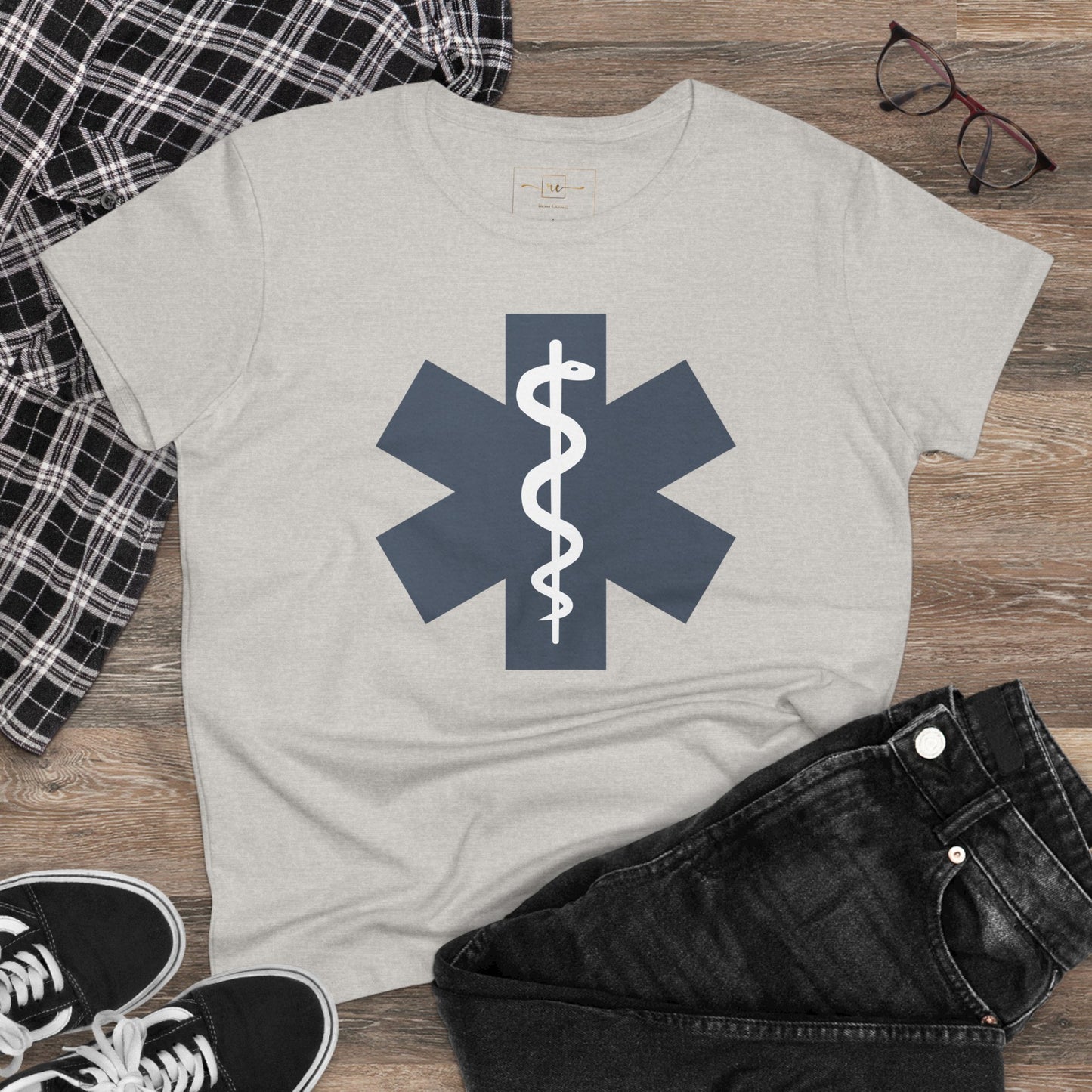 Emergency Medical Women's Midweight Cotton Tee -Gray Symbol
